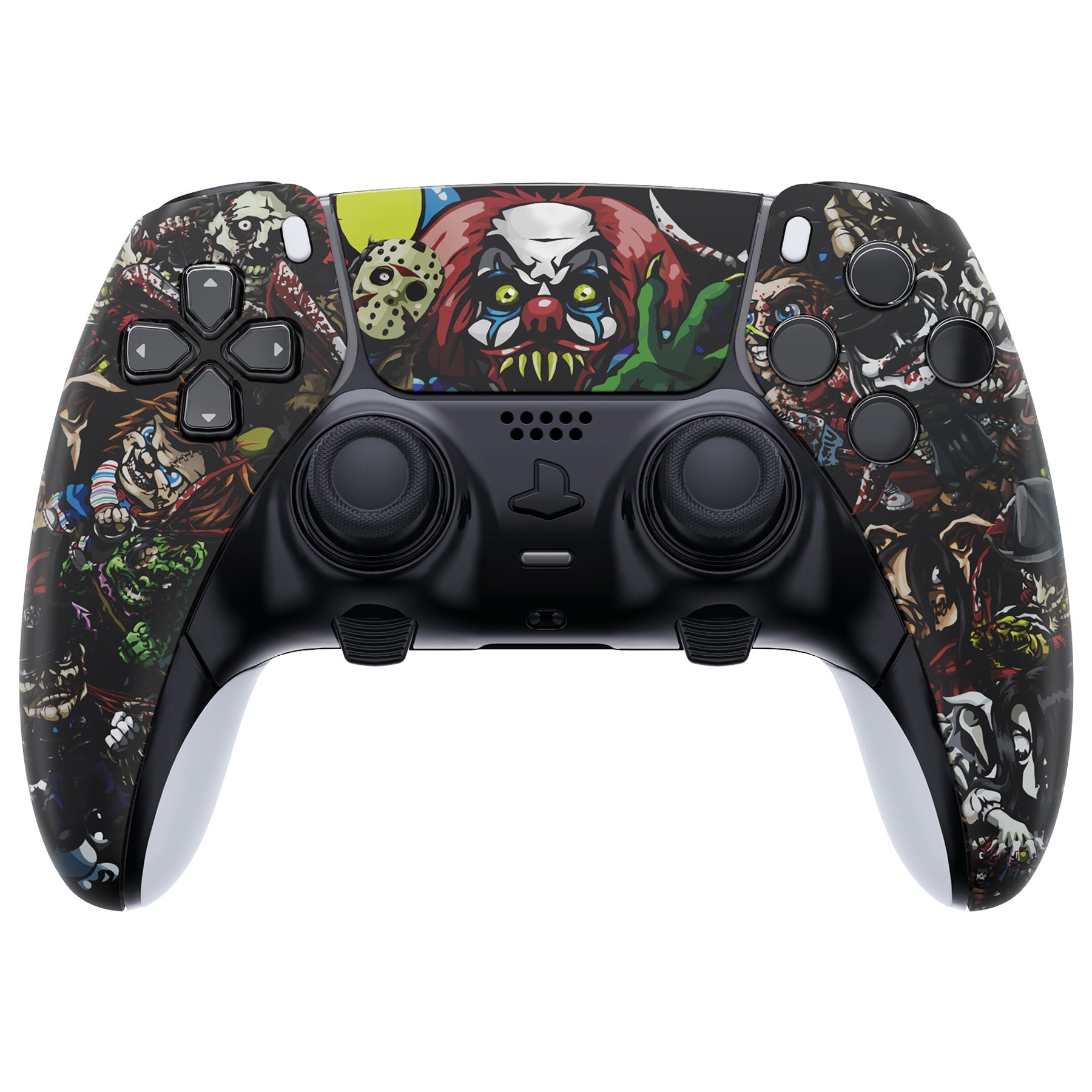eXtremeRate Replacement Left Right Front Housing Shell with Touchpad Compatible with PS5 Edge Controller - Scary Party eXtremeRate