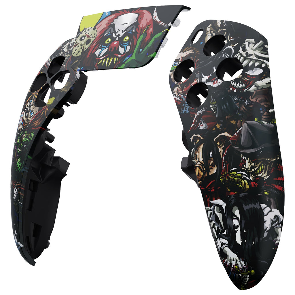 eXtremeRate Replacement Left Right Front Housing Shell with Touchpad Compatible with PS5 Edge Controller - Scary Party eXtremeRate