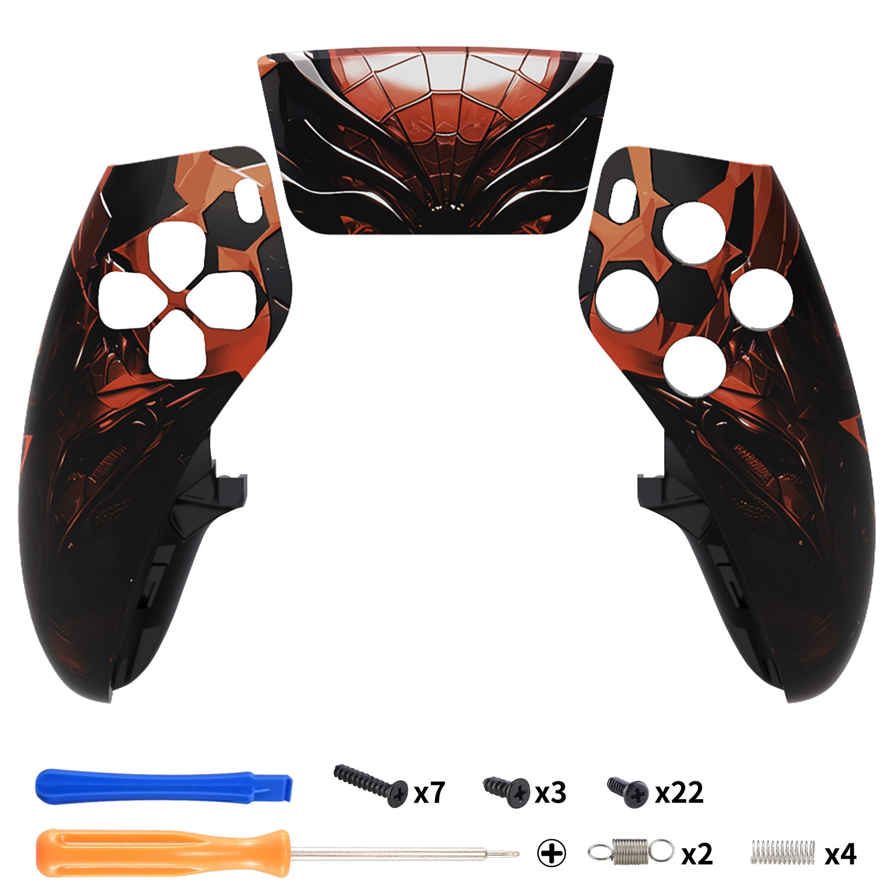 eXtremeRate Replacement Left Right Front Housing Shell with Touchpad Compatible with PS5 Edge Controller - Spider Armor eXtremeRate
