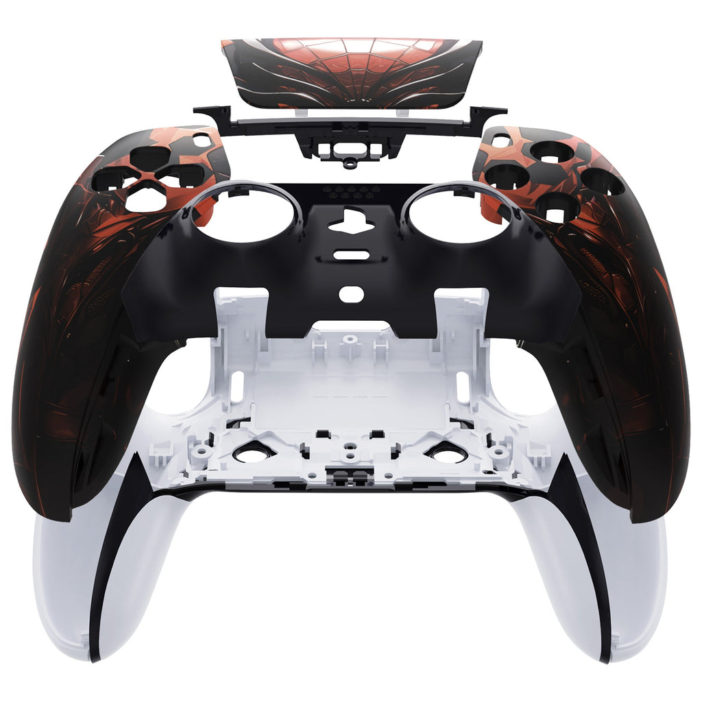 eXtremeRate Replacement Left Right Front Housing Shell with Touchpad Compatible with PS5 Edge Controller - Spider Armor eXtremeRate