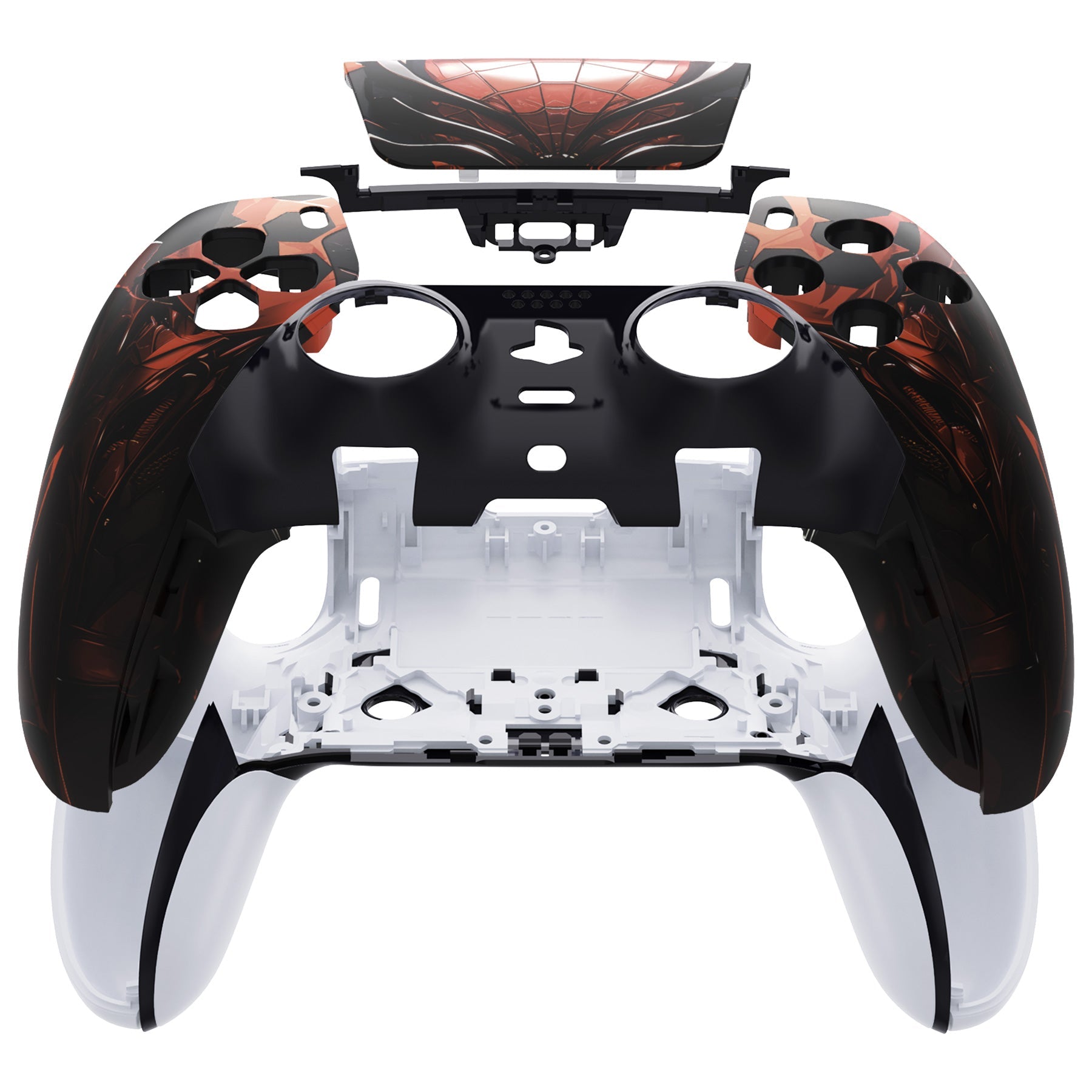eXtremeRate Replacement Left Right Front Housing Shell with Touchpad Compatible with PS5 Edge Controller - Spider Armor eXtremeRate