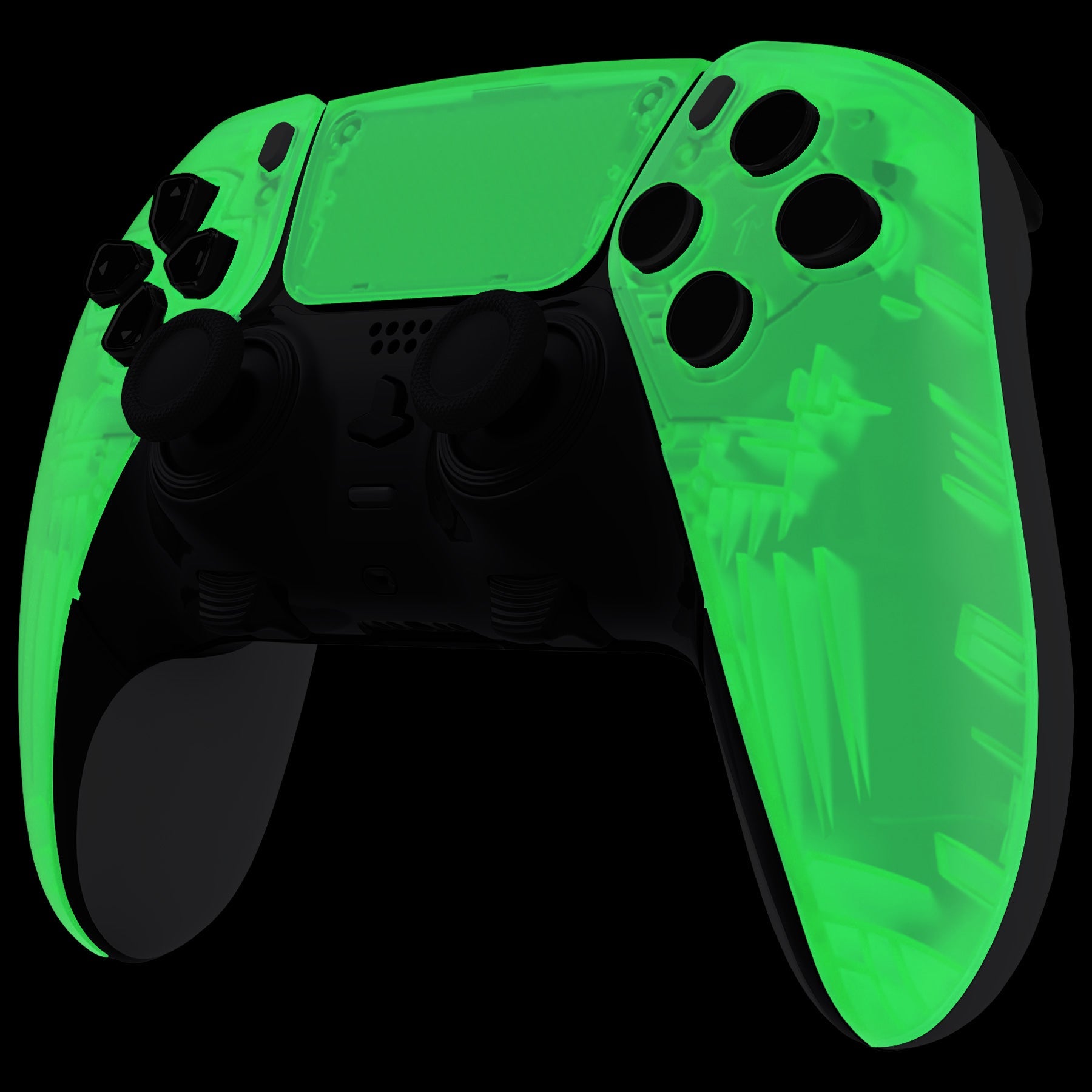 eXtremeRate Replacement Left Right Front Housing Shell with Touchpad Compatible with PS5 Edge Controller - Glow in Dark - Green eXtremeRate