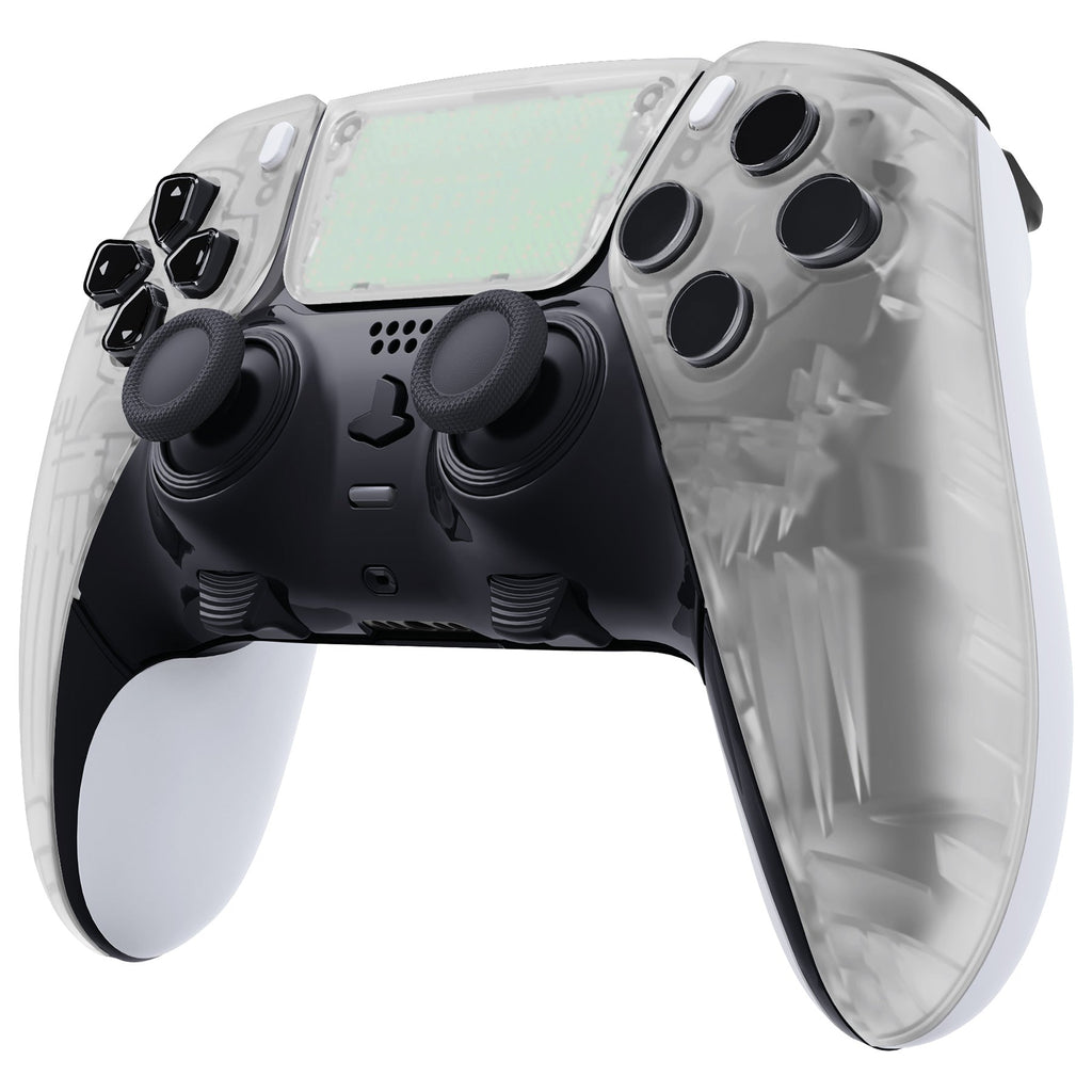 eXtremeRate Replacement Left Right Front Housing Shell with Touchpad Compatible with PS5 Edge Controller - Glow in Dark - Green eXtremeRate