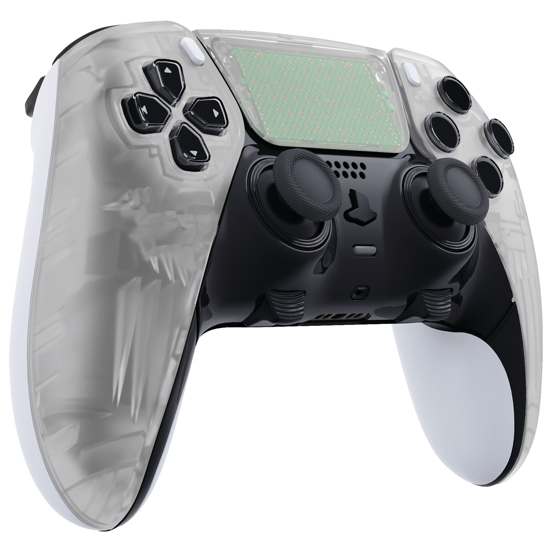 eXtremeRate Replacement Left Right Front Housing Shell with Touchpad Compatible with PS5 Edge Controller - Glow in Dark - Green eXtremeRate