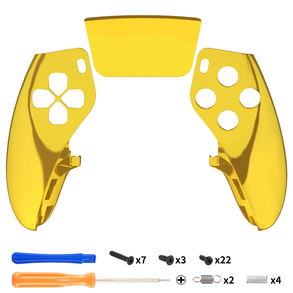 eXtremeRate Replacement Left Right Front Housing Shell with Touchpad Compatible with PS5 Edge Controller - Chrome Gold eXtremeRate