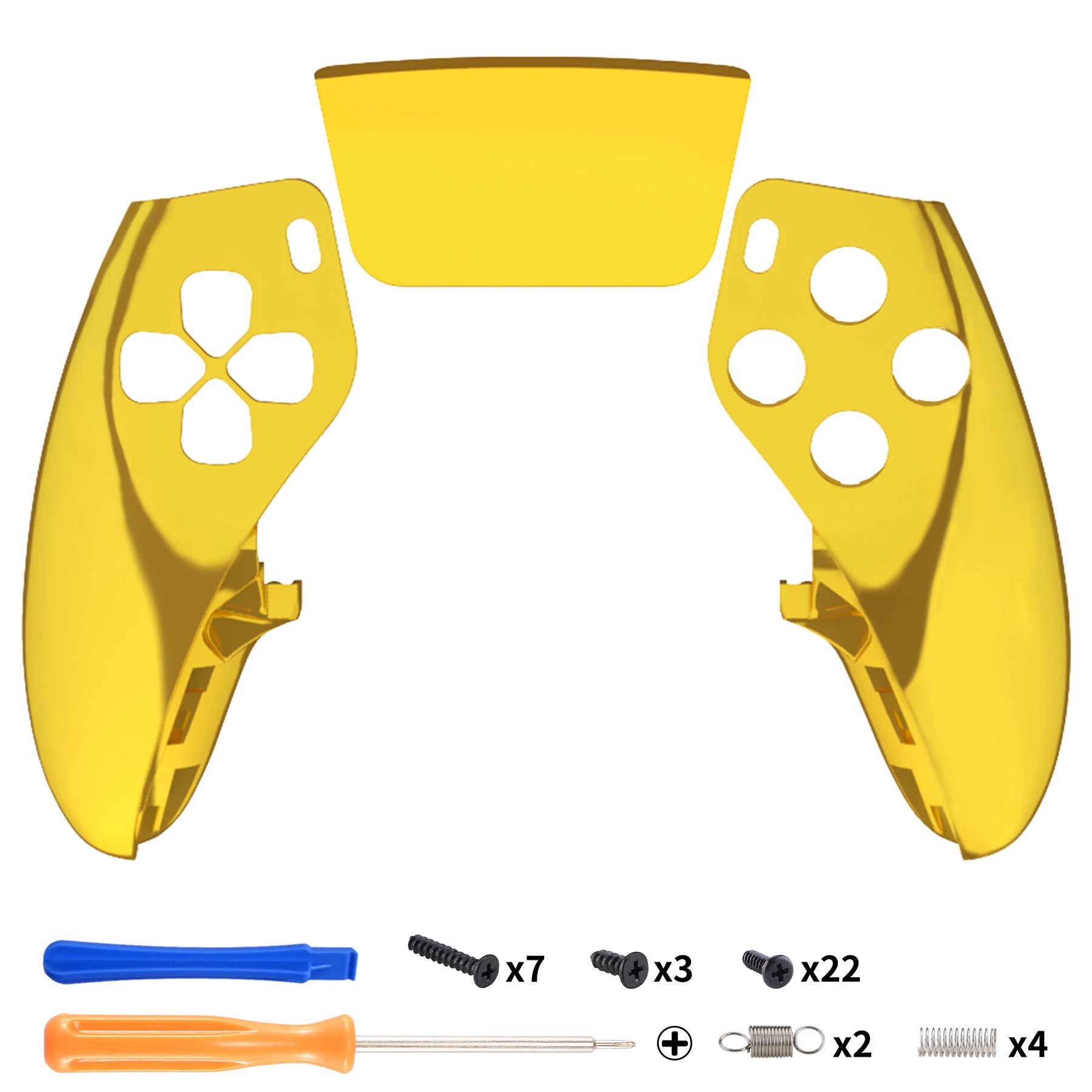 eXtremeRate Replacement Left Right Front Housing Shell with Touchpad Compatible with PS5 Edge Controller - Chrome Gold eXtremeRate