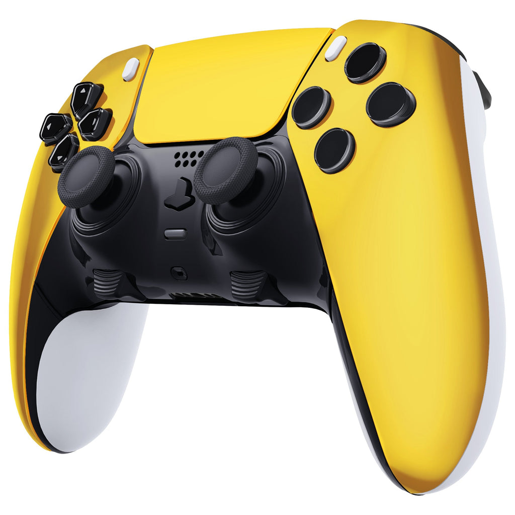 eXtremeRate Replacement Left Right Front Housing Shell with Touchpad Compatible with PS5 Edge Controller - Chrome Gold eXtremeRate
