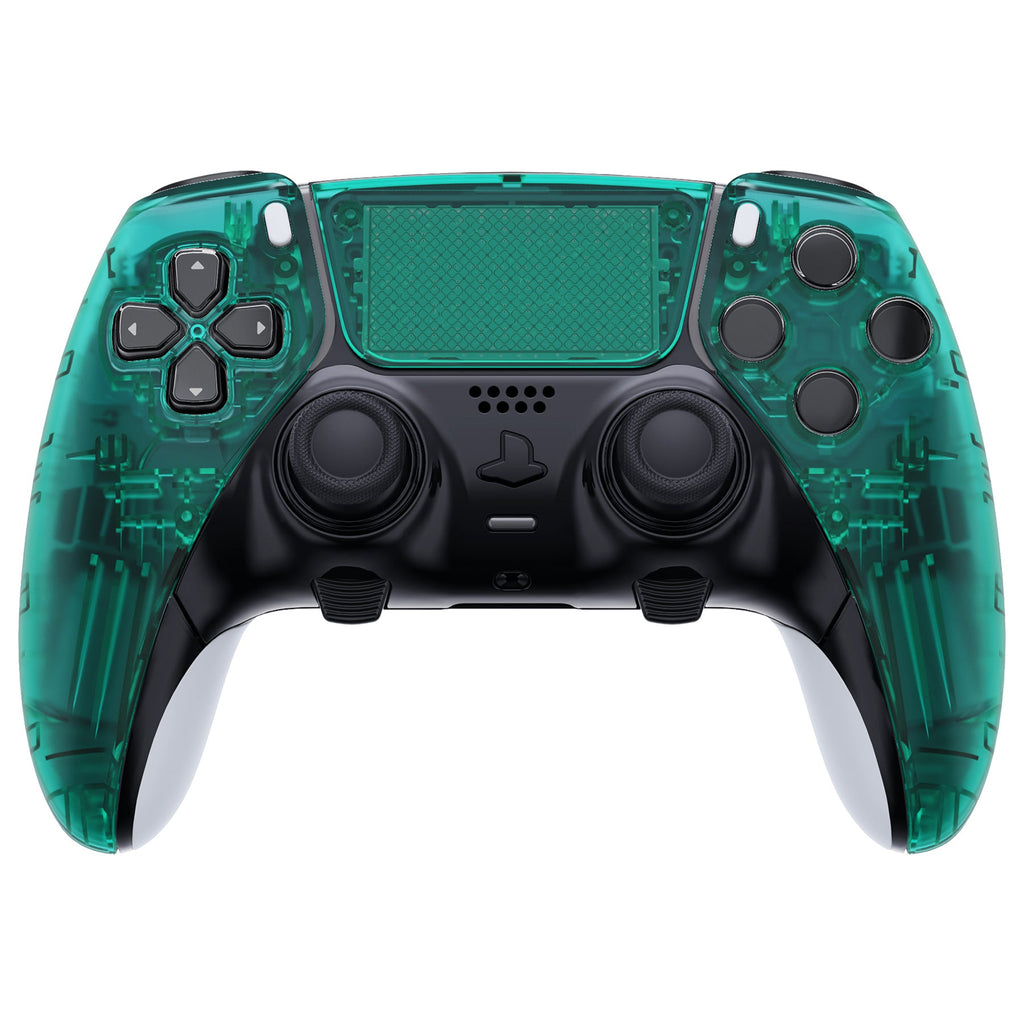eXtremeRate Replacement Left Right Front Housing Shell with Touchpad Compatible with PS5 Edge Controller - Emerald Green eXtremeRate