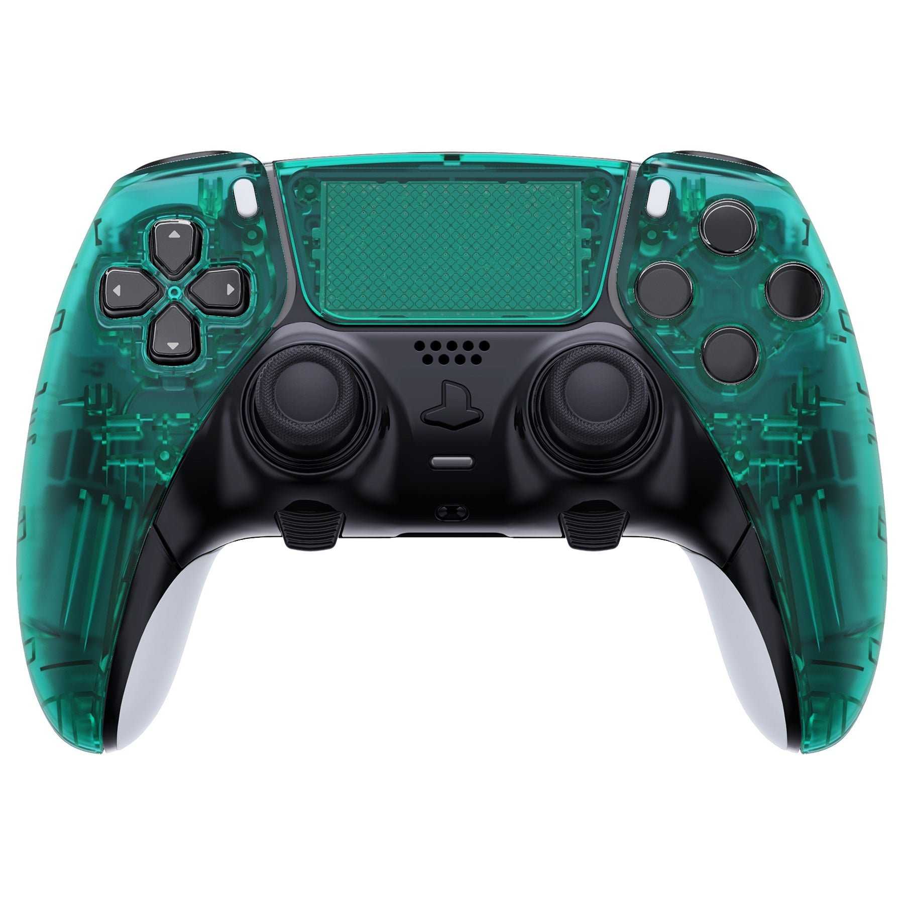 eXtremeRate Replacement Left Right Front Housing Shell with Touchpad Compatible with PS5 Edge Controller - Emerald Green eXtremeRate