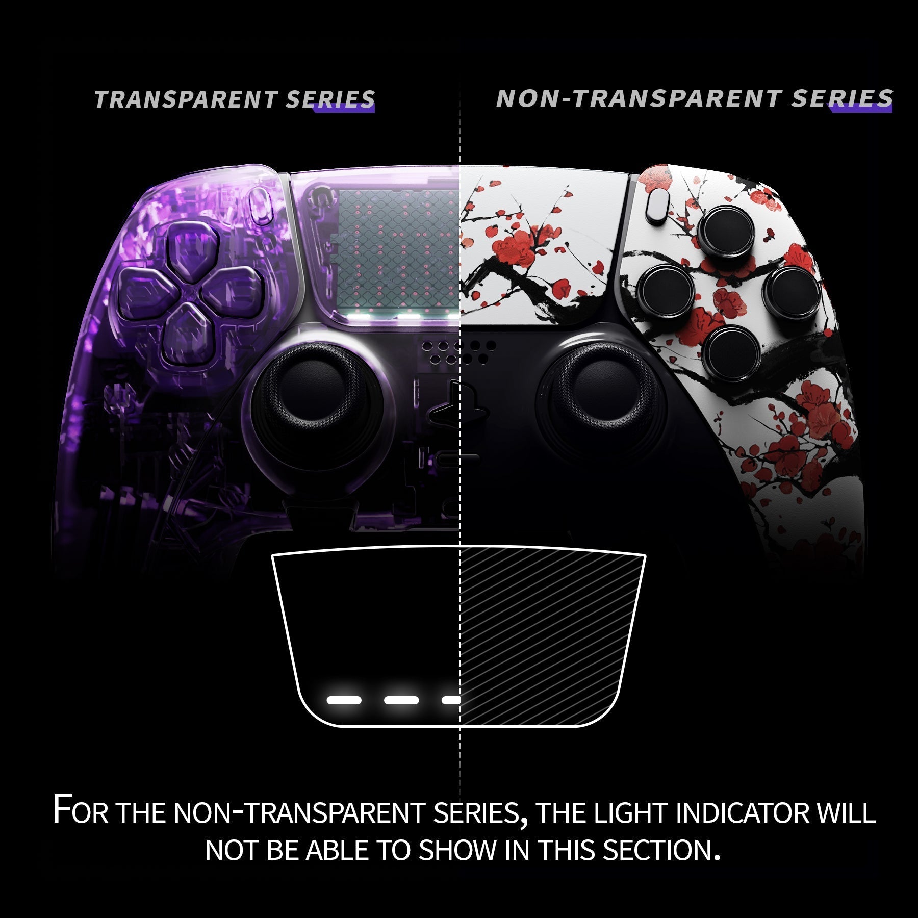 eXtremeRate Replacement Left Right Front Housing Shell with Touchpad Compatible with PS5 Edge Controller - Winter Blossom eXtremeRate
