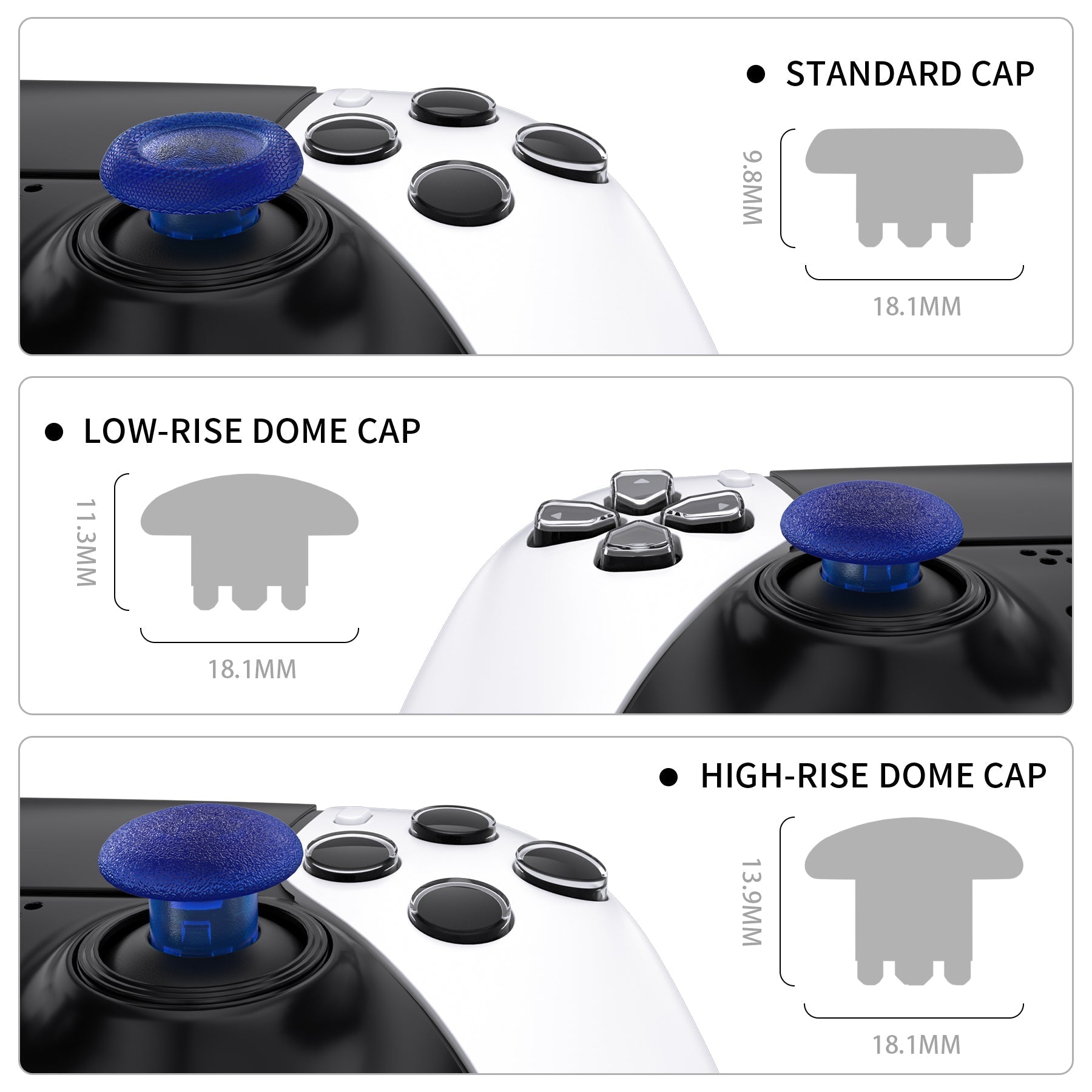 eXtremeRate Replacement Swappable Thumbsticks for PS5 Edge Controller - Clear Blue eXtremeRate