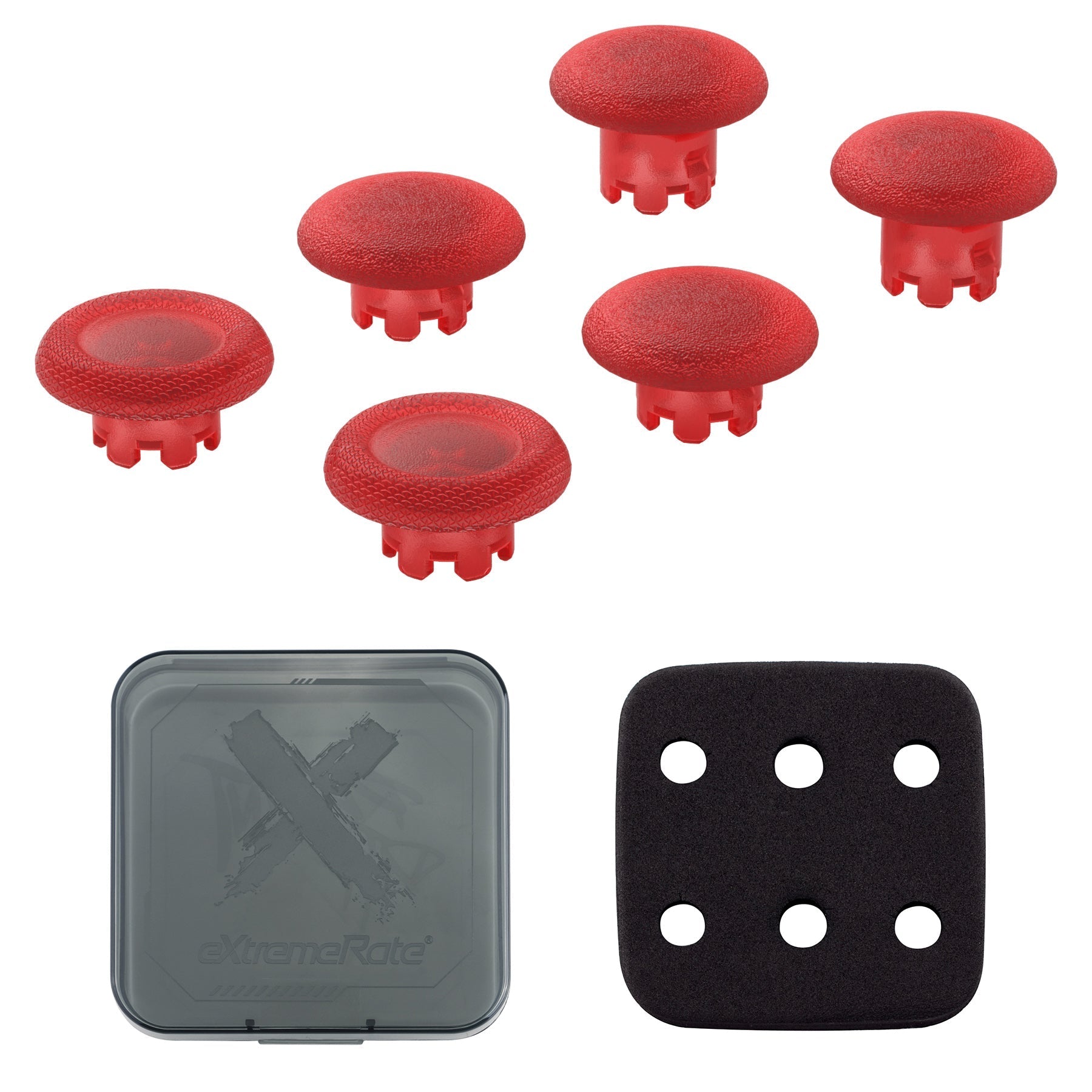 eXtremeRate Replacement Swappable Thumbsticks for PS5 Edge Controller - Clear Red eXtremeRate