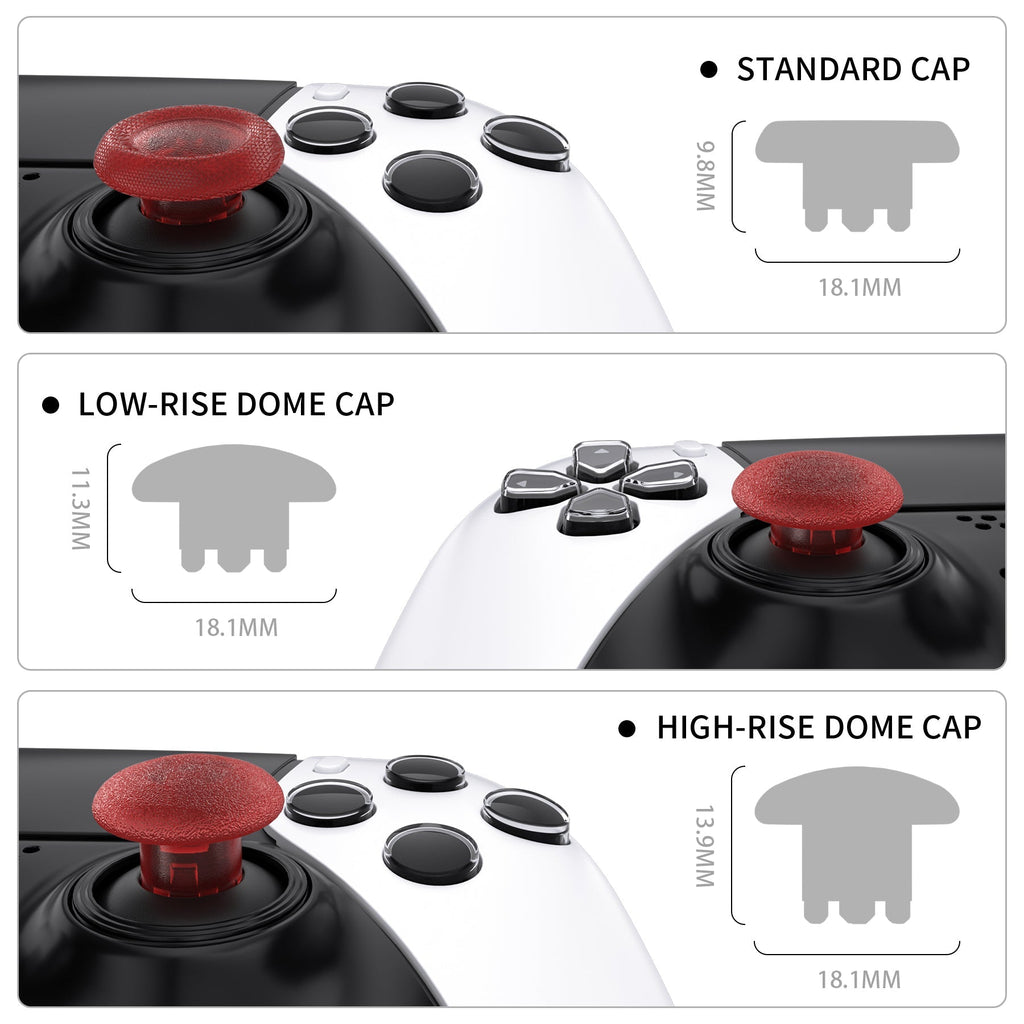 eXtremeRate Replacement Swappable Thumbsticks for PS5 Edge Controller - Clear Red eXtremeRate