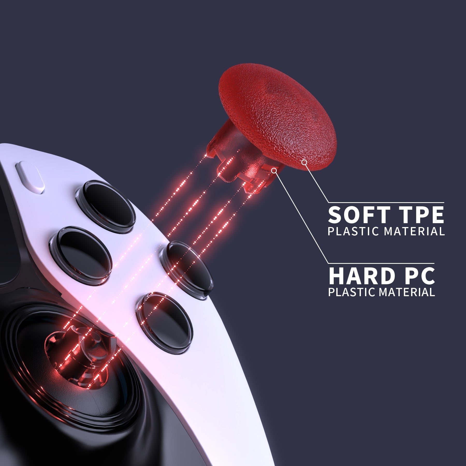 eXtremeRate Replacement Swappable Thumbsticks for PS5 Edge Controller - Clear Red eXtremeRate