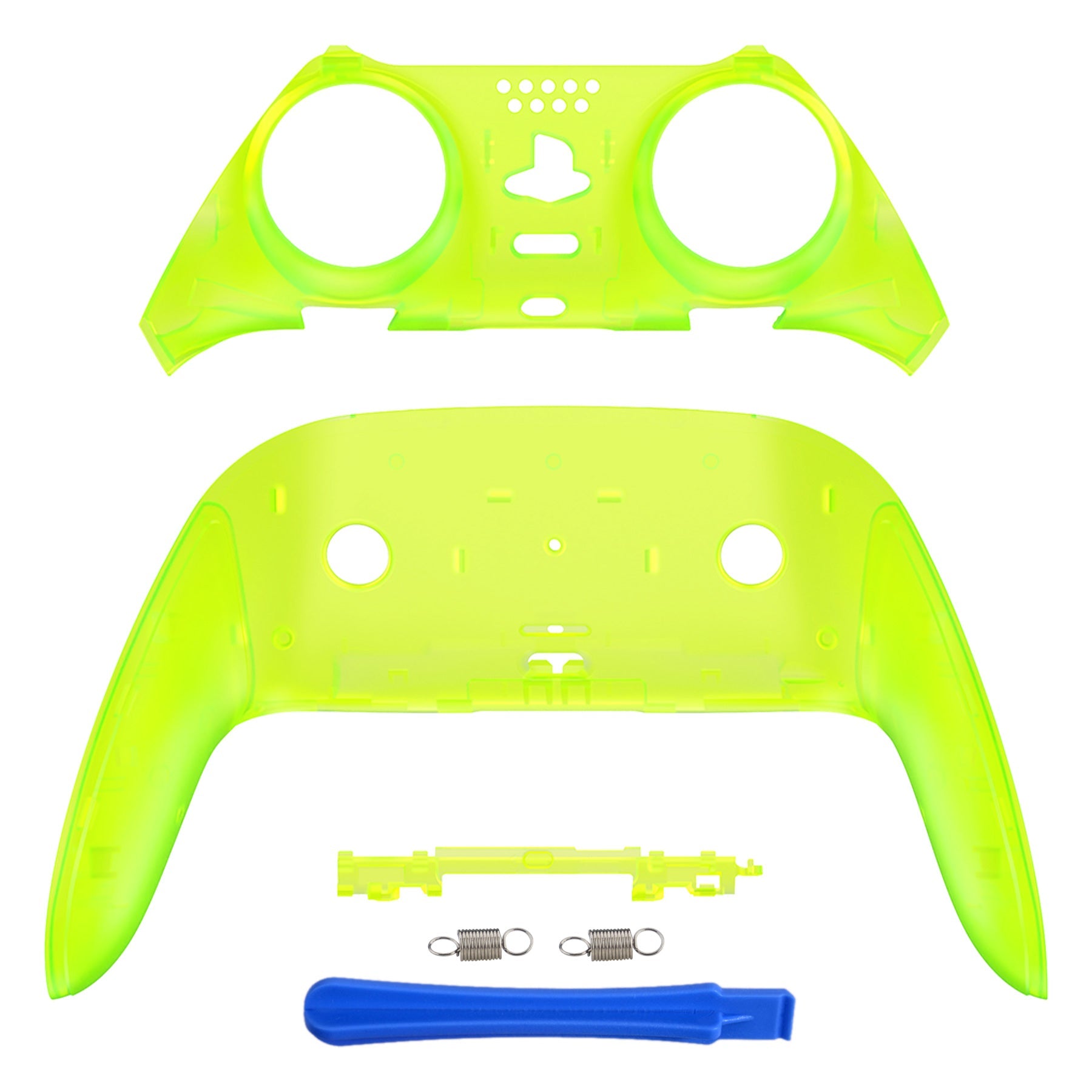 eXtremeRate Replacement Top Bottom Decorative Trim Shell Compatible with PS5 Edge Controller - Clear Lime Green eXtremeRate