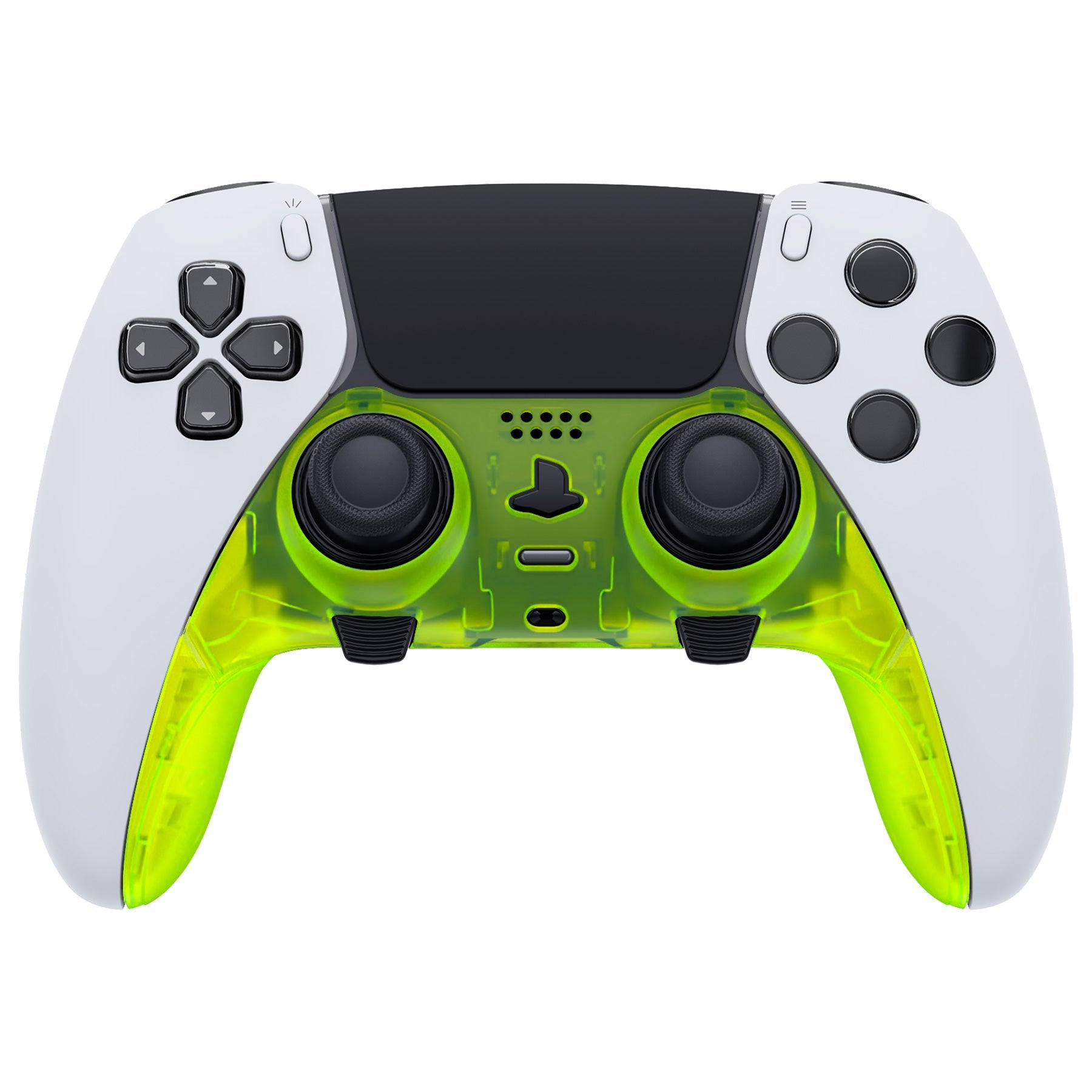 eXtremeRate Replacement Top Bottom Decorative Trim Shell Compatible with PS5 Edge Controller - Clear Lime Green eXtremeRate