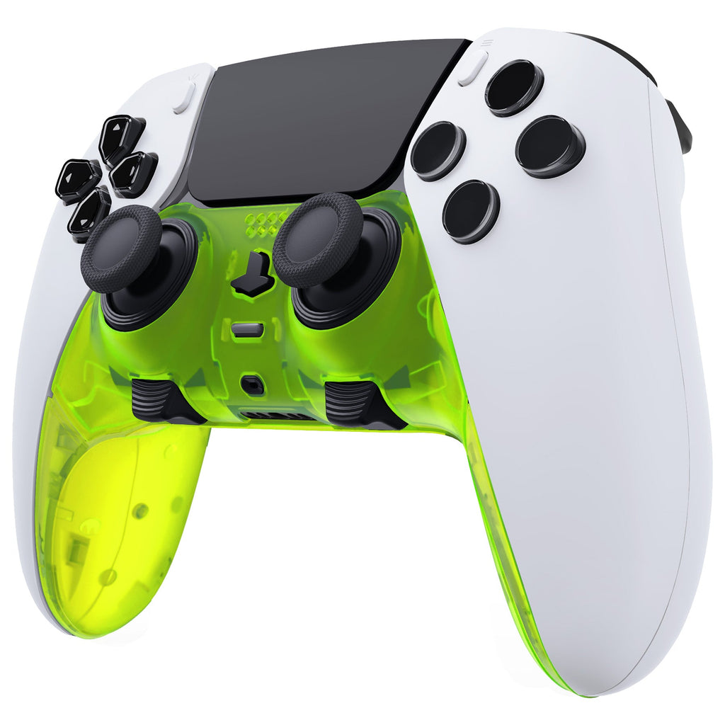 eXtremeRate Replacement Top Bottom Decorative Trim Shell Compatible with PS5 Edge Controller - Clear Lime Green eXtremeRate