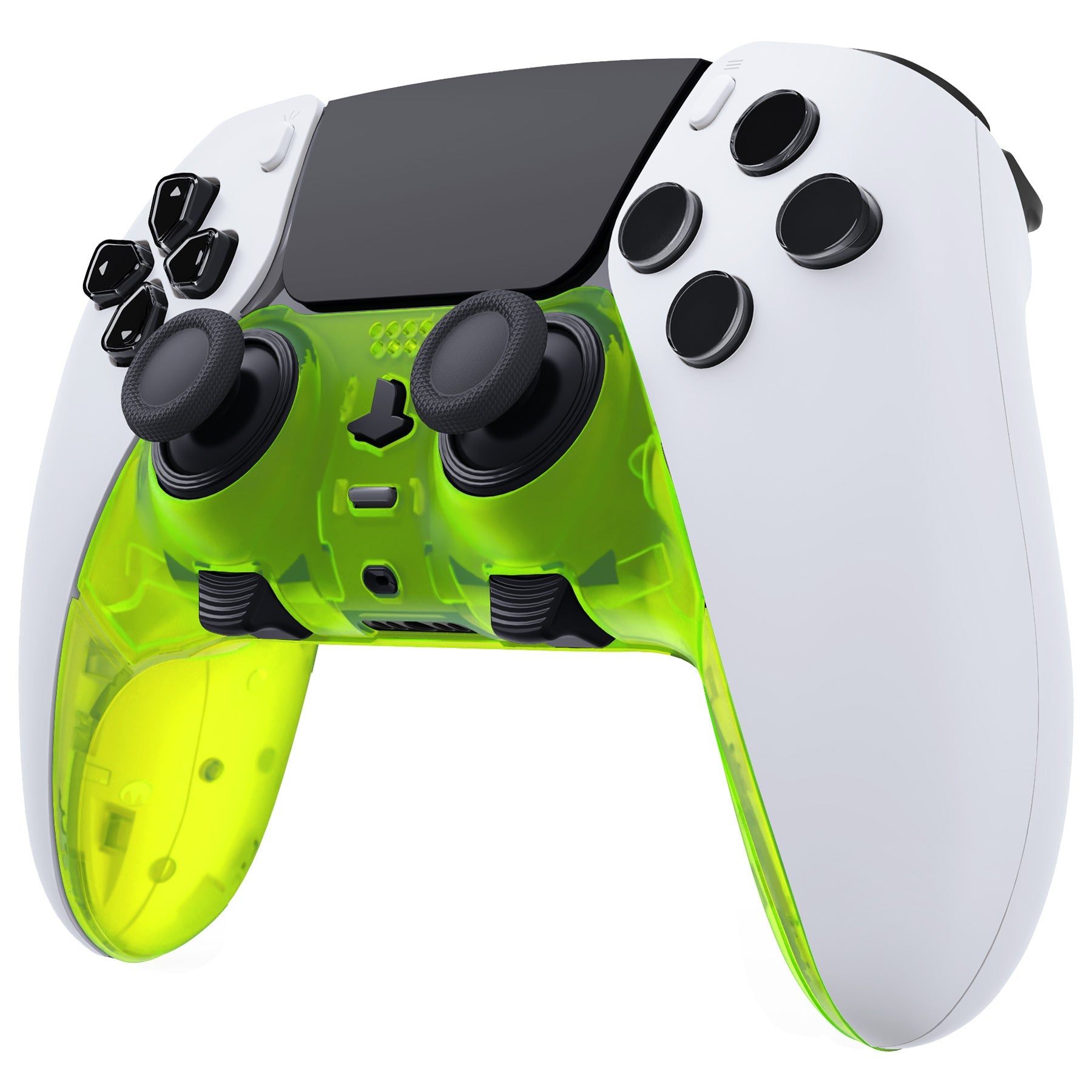 eXtremeRate Replacement Top Bottom Decorative Trim Shell Compatible with PS5 Edge Controller - Clear Lime Green eXtremeRate