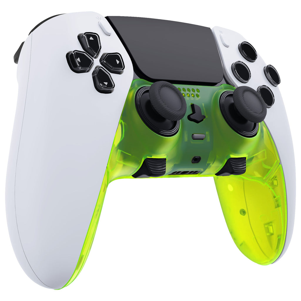eXtremeRate Replacement Top Bottom Decorative Trim Shell Compatible with PS5 Edge Controller - Clear Lime Green eXtremeRate