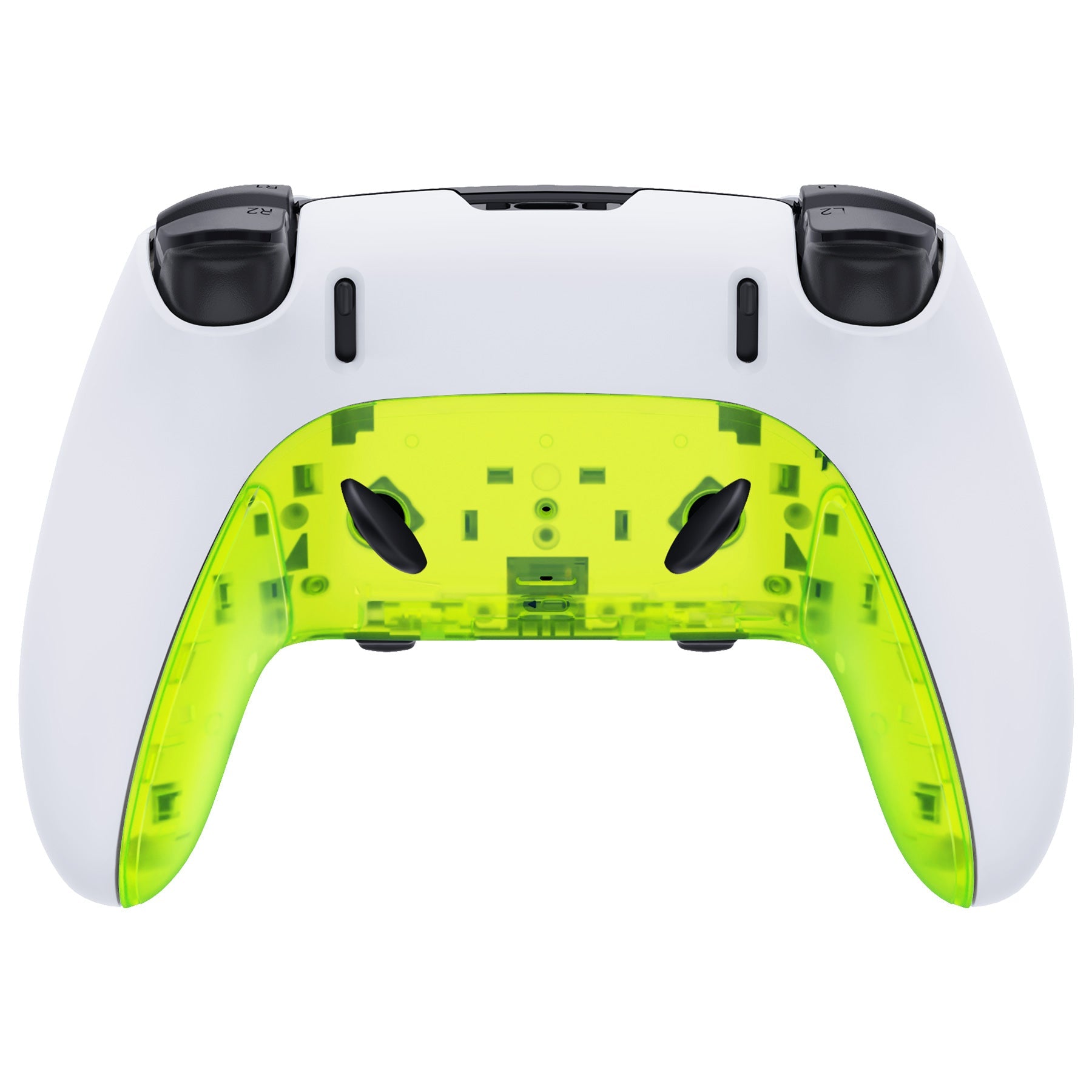 eXtremeRate Replacement Top Bottom Decorative Trim Shell Compatible with PS5 Edge Controller - Clear Lime Green eXtremeRate