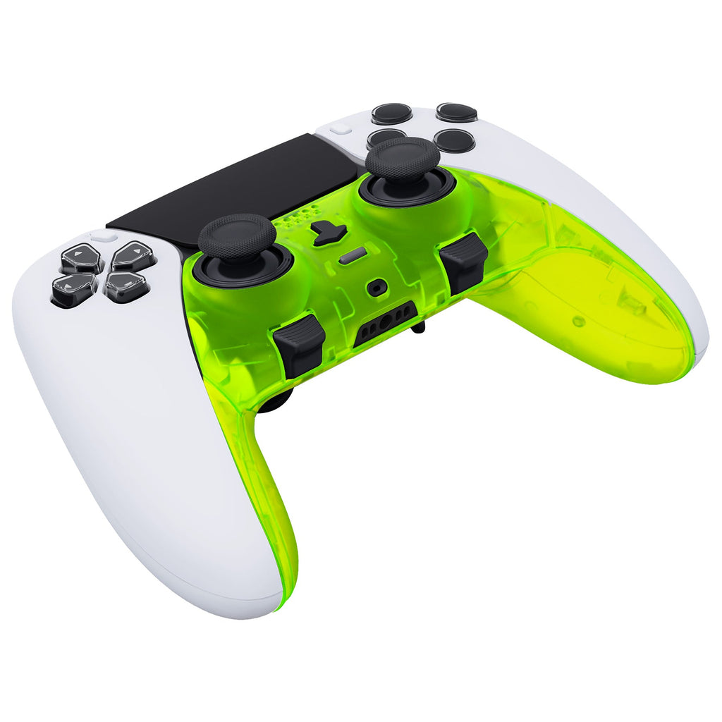 eXtremeRate Replacement Top Bottom Decorative Trim Shell Compatible with PS5 Edge Controller - Clear Lime Green eXtremeRate