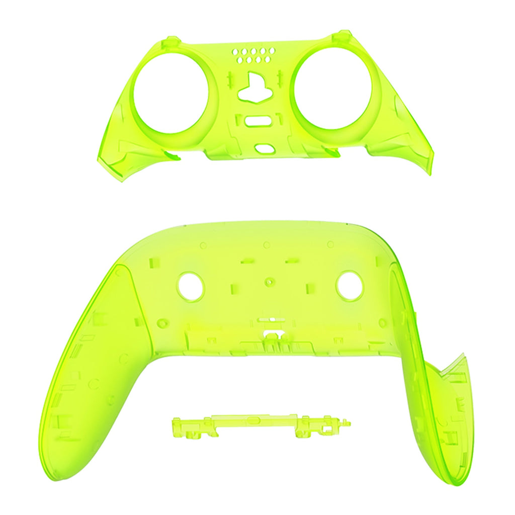 eXtremeRate Replacement Top Bottom Decorative Trim Shell Compatible with PS5 Edge Controller - Clear Lime Green eXtremeRate