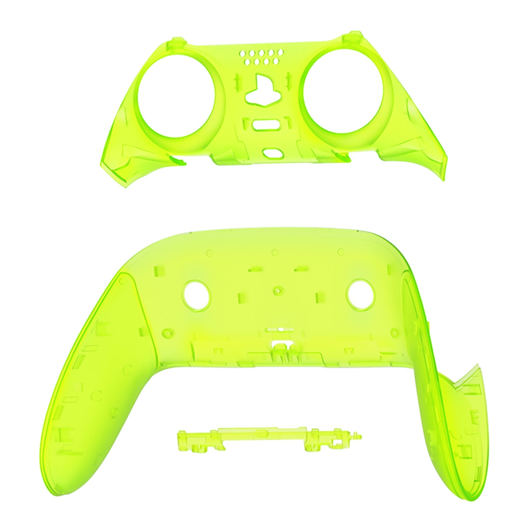 eXtremeRate Replacement Top Bottom Decorative Trim Shell Compatible with PS5 Edge Controller - Clear Lime Green eXtremeRate
