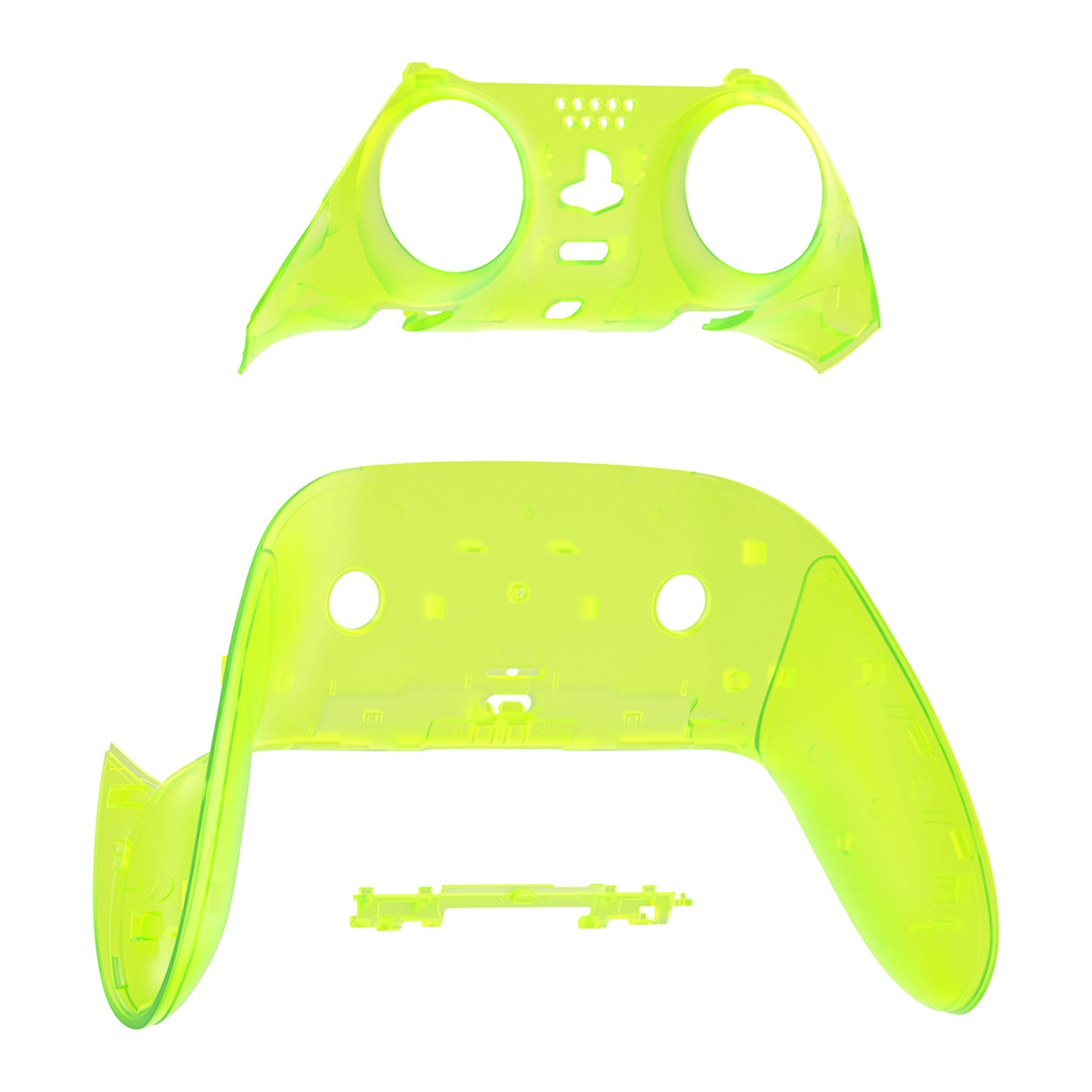 eXtremeRate Replacement Top Bottom Decorative Trim Shell Compatible with PS5 Edge Controller - Clear Lime Green eXtremeRate