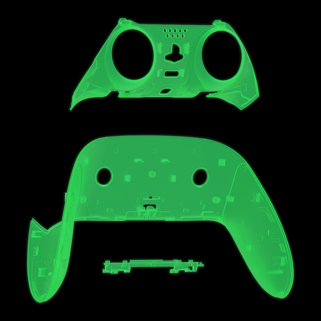 eXtremeRate Replacement Top Bottom Decorative Trim Shell Compatible with PS5 Edge Controller - Glow in Dark - Green eXtremeRate