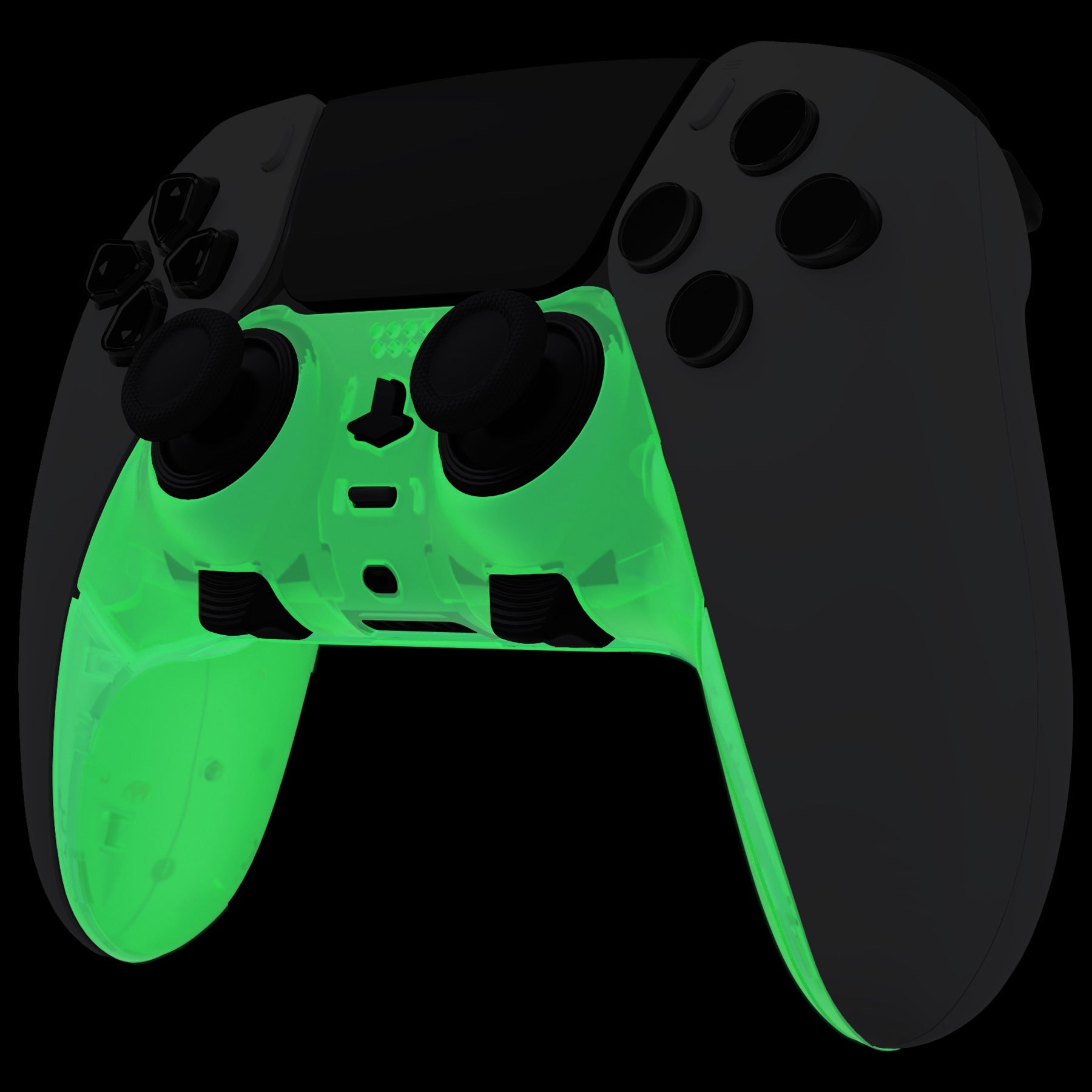 eXtremeRate Replacement Top Bottom Decorative Trim Shell Compatible with PS5 Edge Controller - Glow in Dark - Green eXtremeRate