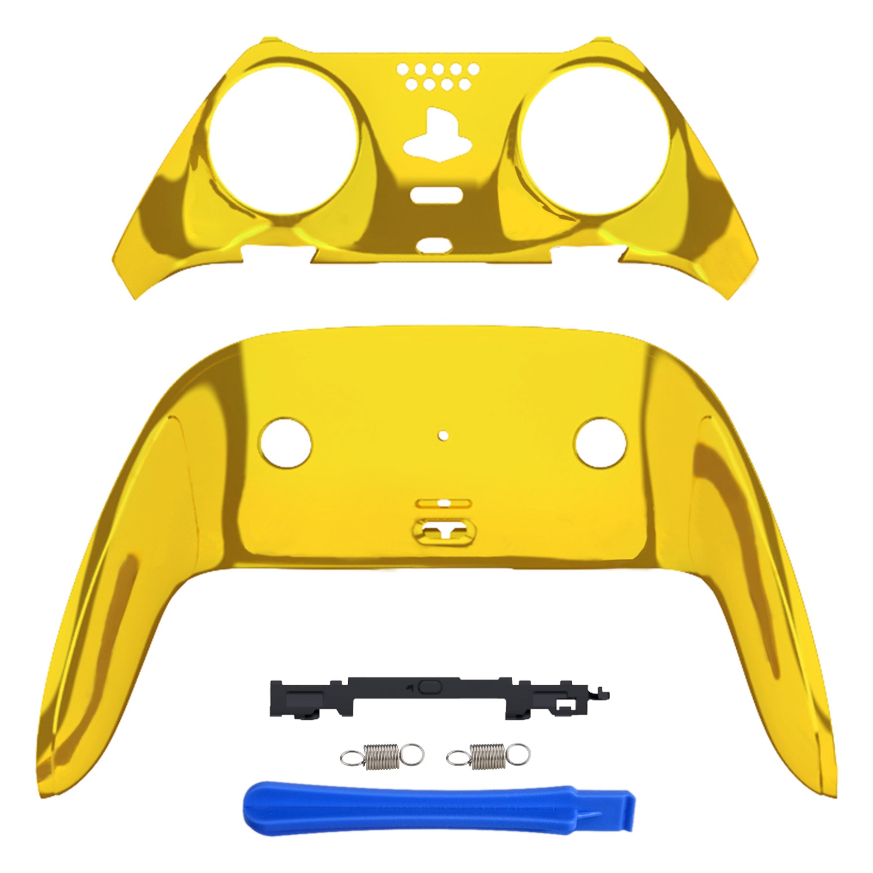 eXtremeRate Replacement Top Bottom Decorative Trim Shell Compatible with PS5 Edge Controller - Chrome Gold eXtremeRate
