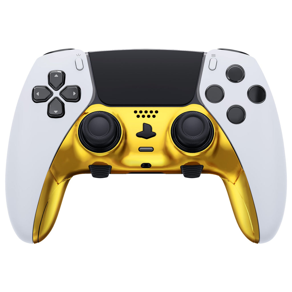 eXtremeRate Replacement Top Bottom Decorative Trim Shell Compatible with PS5 Edge Controller - Chrome Gold eXtremeRate