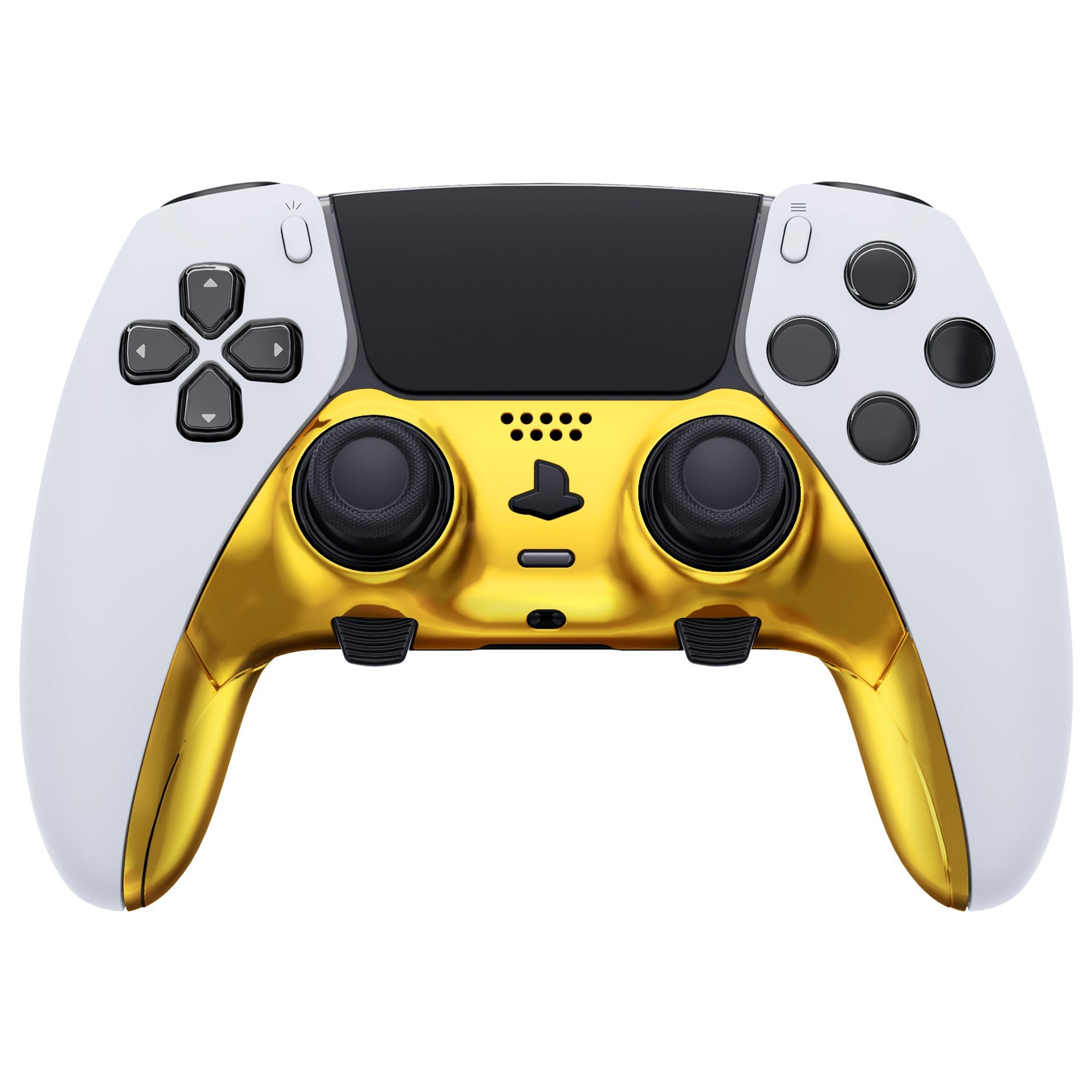 eXtremeRate Replacement Top Bottom Decorative Trim Shell Compatible with PS5 Edge Controller - Chrome Gold eXtremeRate