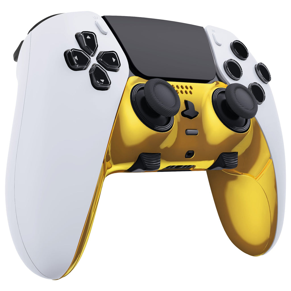 eXtremeRate Replacement Top Bottom Decorative Trim Shell Compatible with PS5 Edge Controller - Chrome Gold eXtremeRate