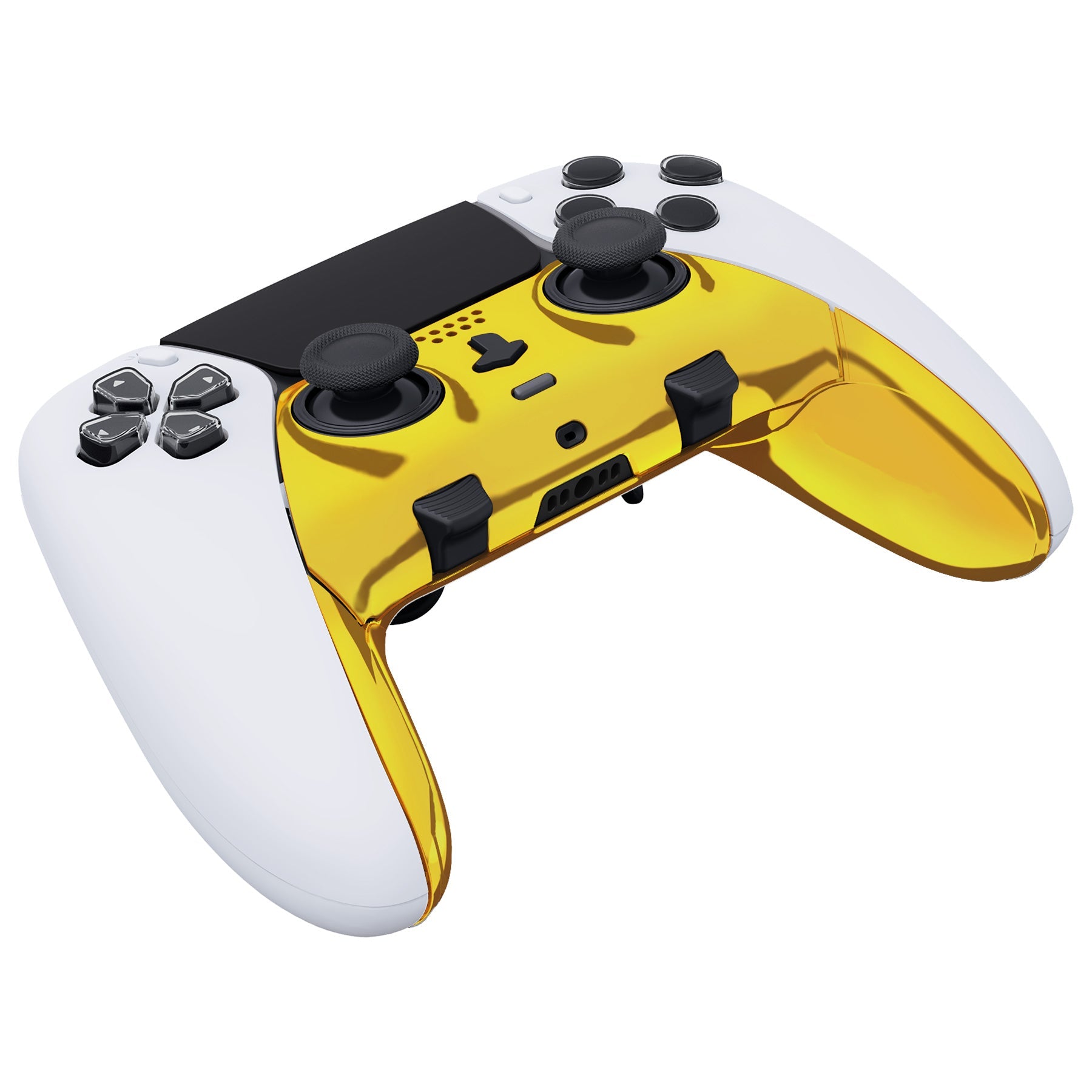 eXtremeRate Replacement Top Bottom Decorative Trim Shell Compatible with PS5 Edge Controller - Chrome Gold eXtremeRate