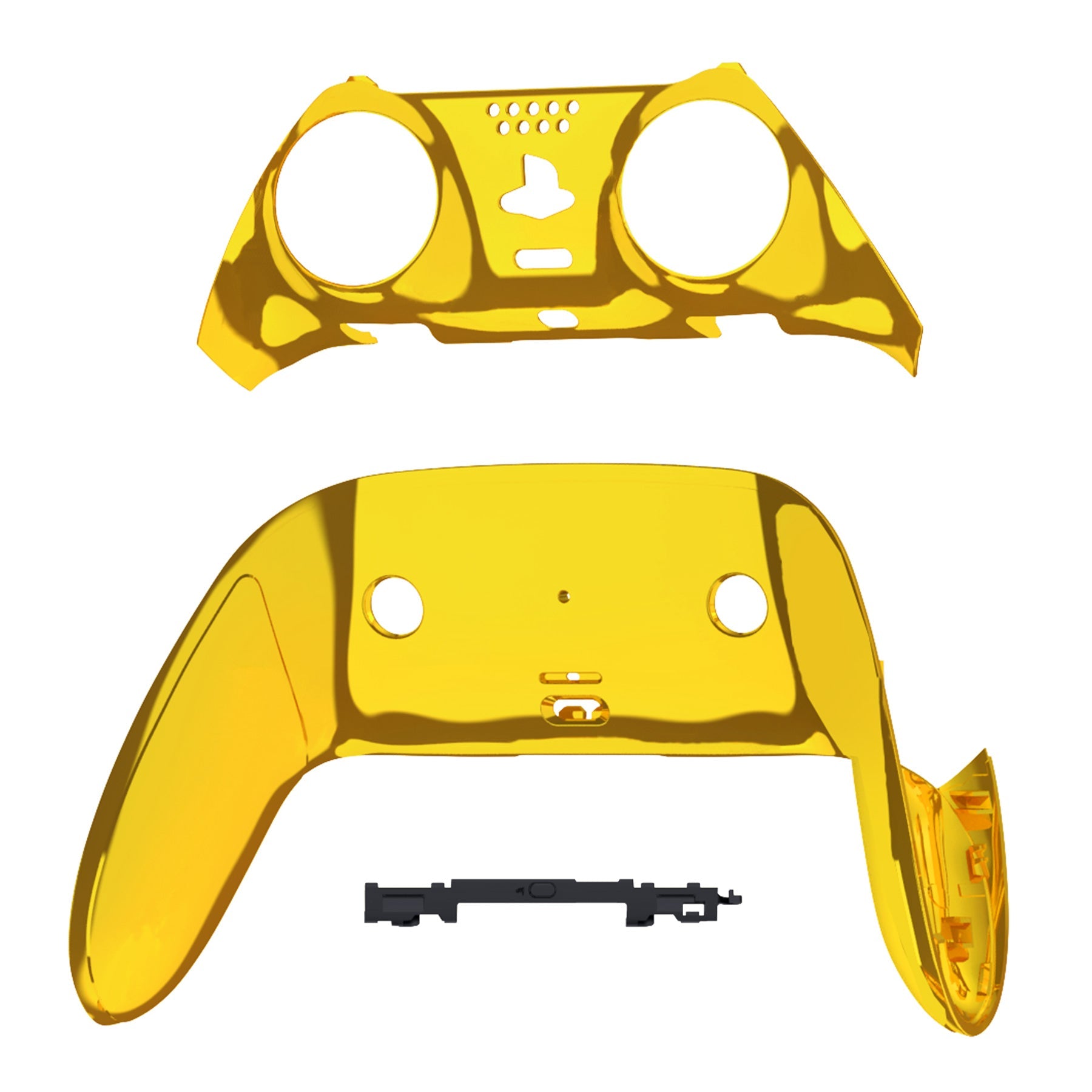 eXtremeRate Replacement Top Bottom Decorative Trim Shell Compatible with PS5 Edge Controller - Chrome Gold eXtremeRate