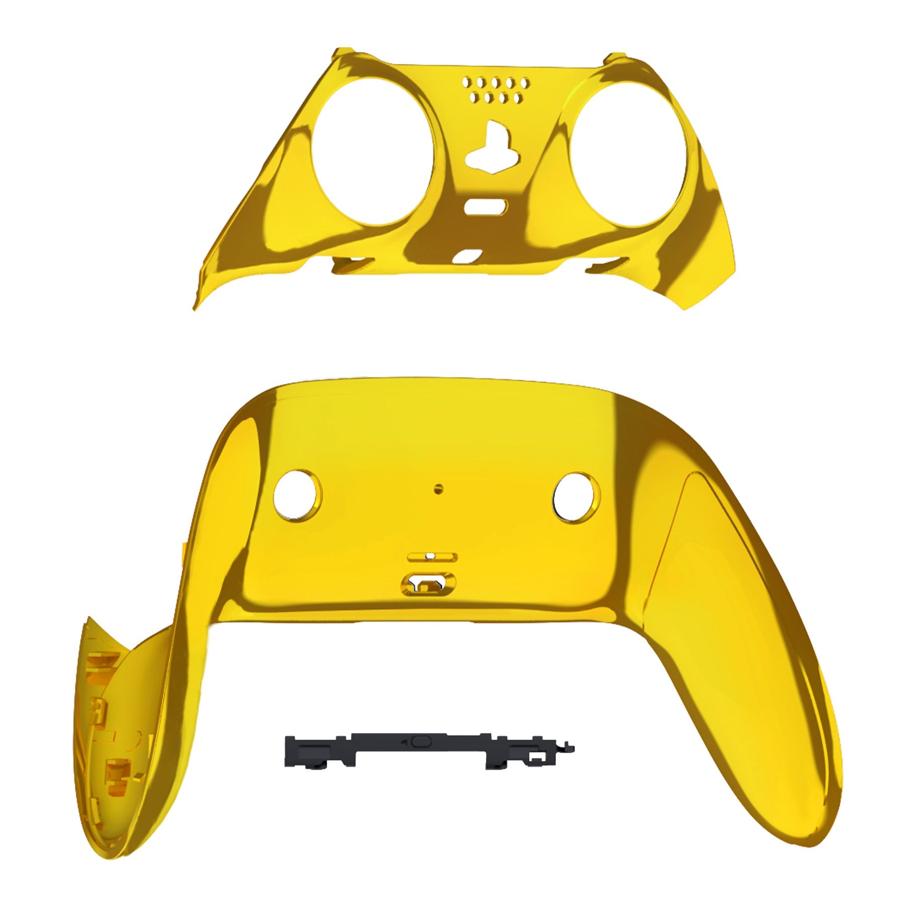 eXtremeRate Replacement Top Bottom Decorative Trim Shell Compatible with PS5 Edge Controller - Chrome Gold eXtremeRate