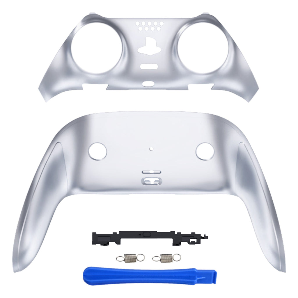 eXtremeRate Replacement Top Bottom Decorative Trim Shell Compatible with PS5 Edge Controller - Chrome Silver eXtremeRate