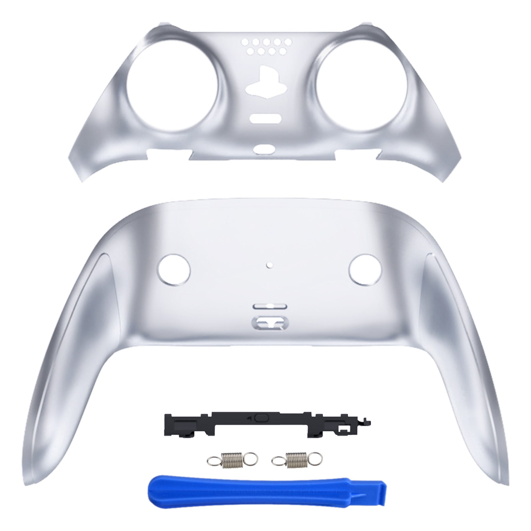 eXtremeRate Replacement Top Bottom Decorative Trim Shell Compatible with PS5 Edge Controller - Chrome Silver eXtremeRate