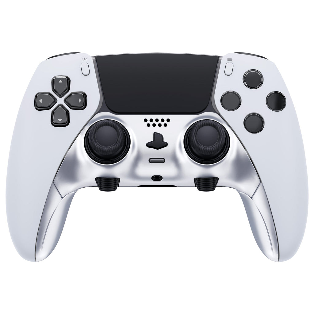 eXtremeRate Replacement Top Bottom Decorative Trim Shell Compatible with PS5 Edge Controller - Chrome Silver eXtremeRate