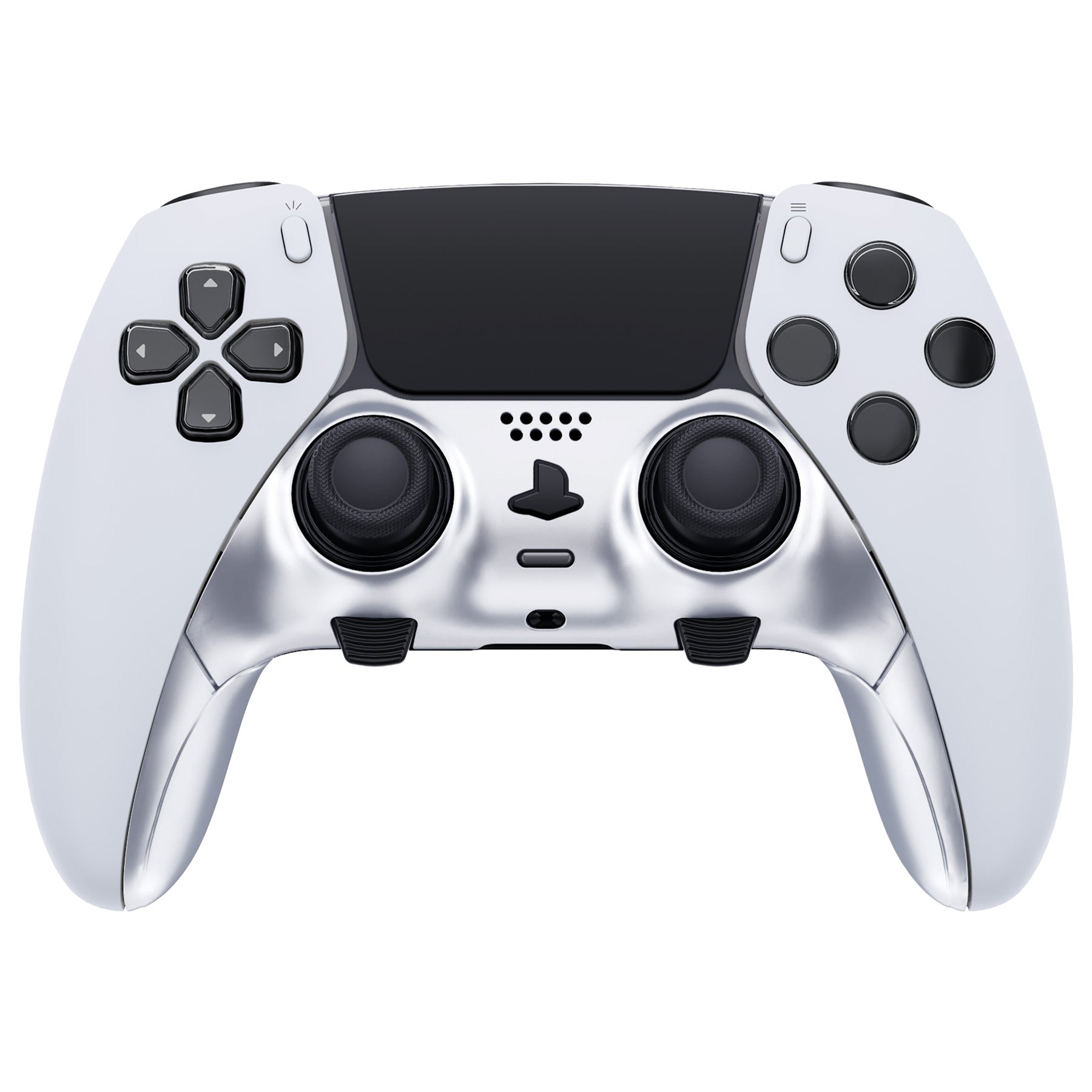 eXtremeRate Replacement Top Bottom Decorative Trim Shell Compatible with PS5 Edge Controller - Chrome Silver eXtremeRate