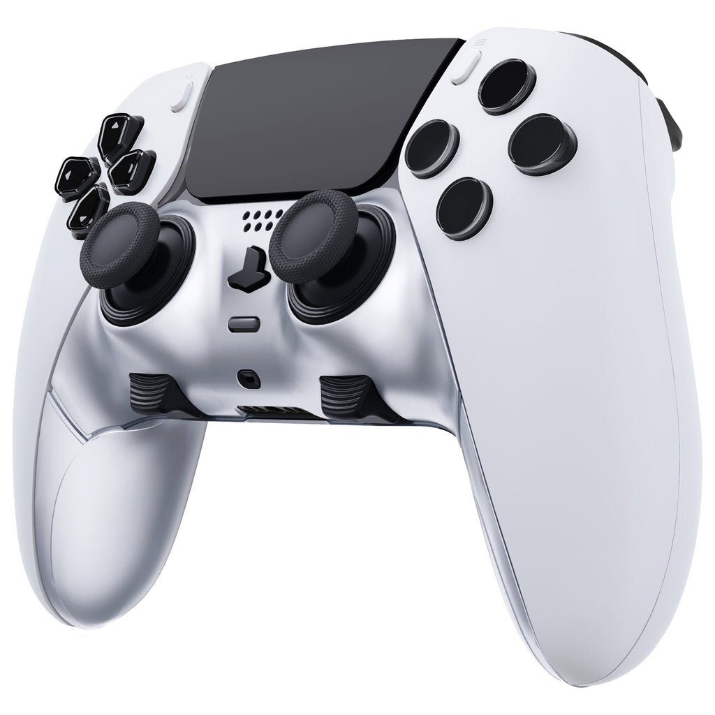 eXtremeRate Replacement Top Bottom Decorative Trim Shell Compatible with PS5 Edge Controller - Chrome Silver eXtremeRate