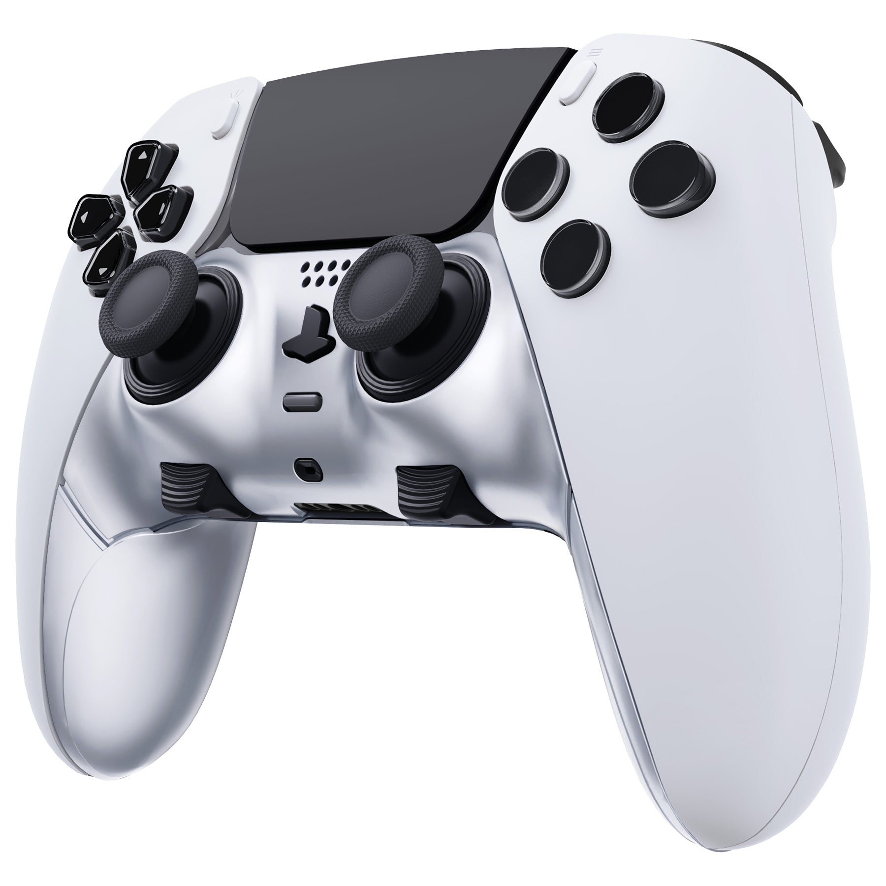 eXtremeRate Replacement Top Bottom Decorative Trim Shell Compatible with PS5 Edge Controller - Chrome Silver eXtremeRate