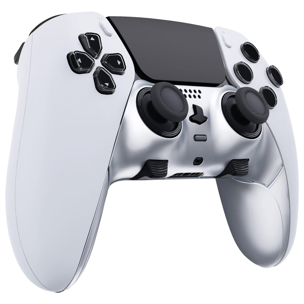 eXtremeRate Replacement Top Bottom Decorative Trim Shell Compatible with PS5 Edge Controller - Chrome Silver eXtremeRate