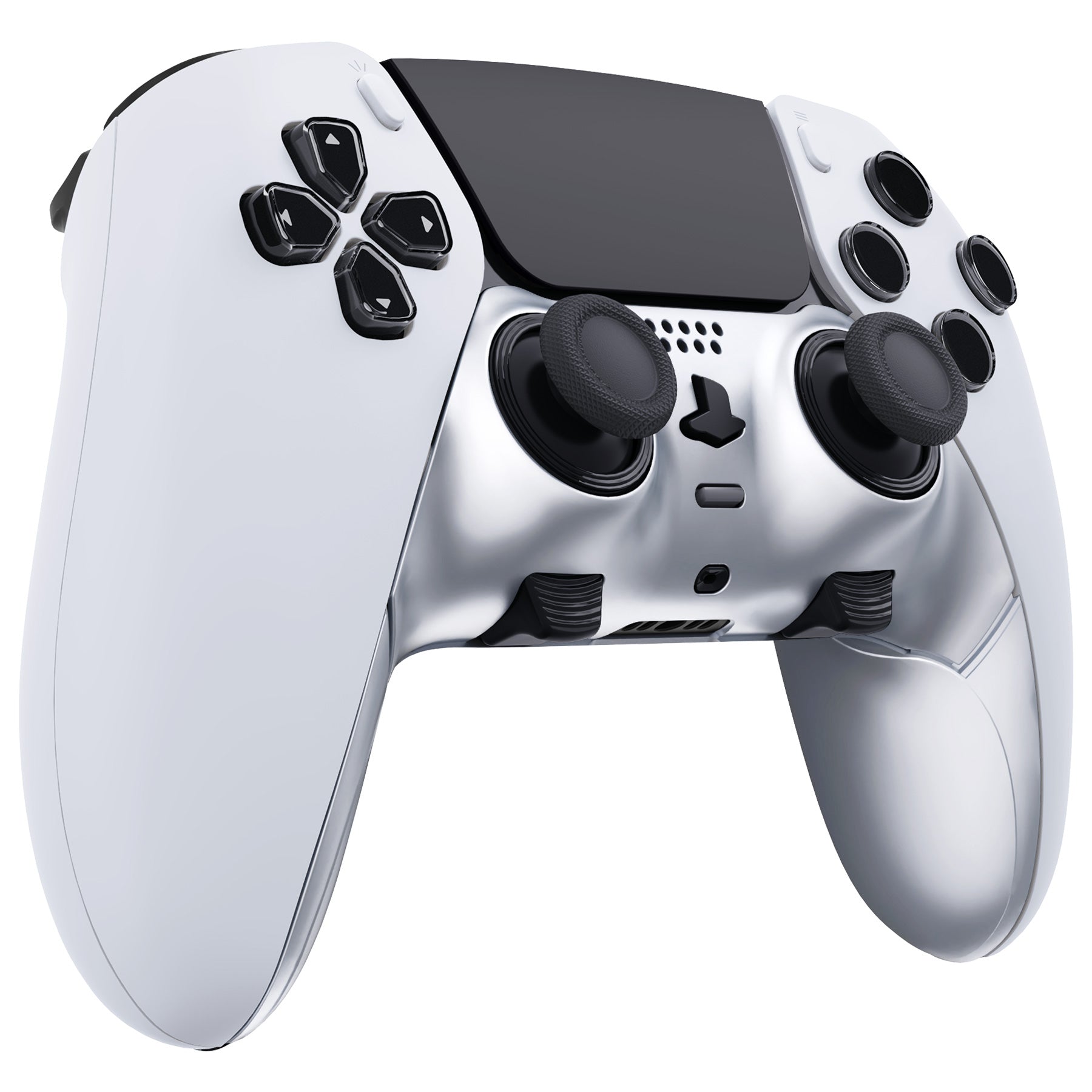 eXtremeRate Replacement Top Bottom Decorative Trim Shell Compatible with PS5 Edge Controller - Chrome Silver eXtremeRate