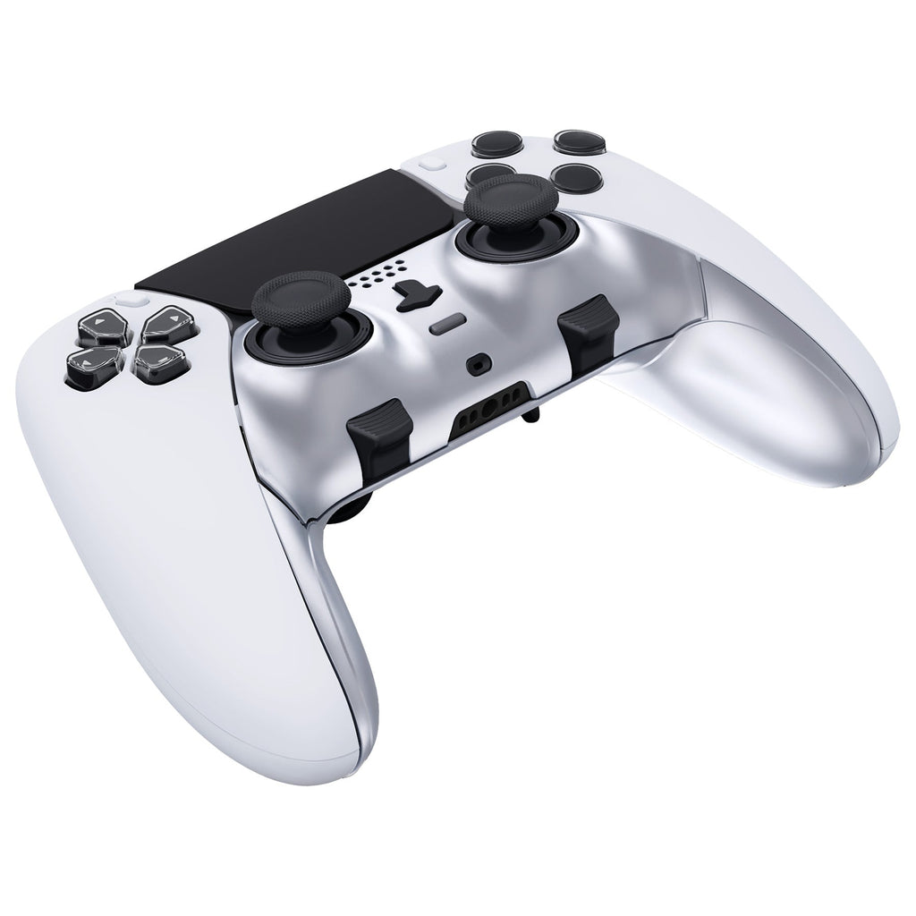 eXtremeRate Replacement Top Bottom Decorative Trim Shell Compatible with PS5 Edge Controller - Chrome Silver eXtremeRate