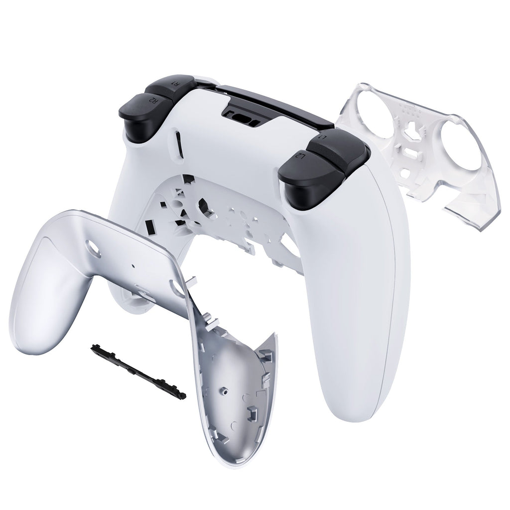 eXtremeRate Replacement Top Bottom Decorative Trim Shell Compatible with PS5 Edge Controller - Chrome Silver eXtremeRate