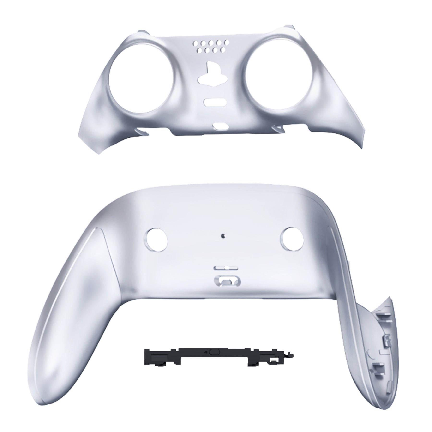 eXtremeRate Replacement Top Bottom Decorative Trim Shell Compatible with PS5 Edge Controller - Chrome Silver eXtremeRate