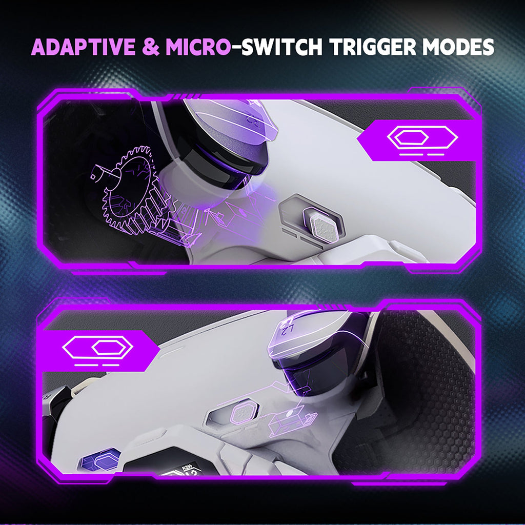 eXtremeRate SPARK Back Paddles Kit with OLED Display & Clicky Trigger Stops & Ergonomic Grips for PS5 Controller BDM-010/020 - Rubberized White & Black eXtremeRate