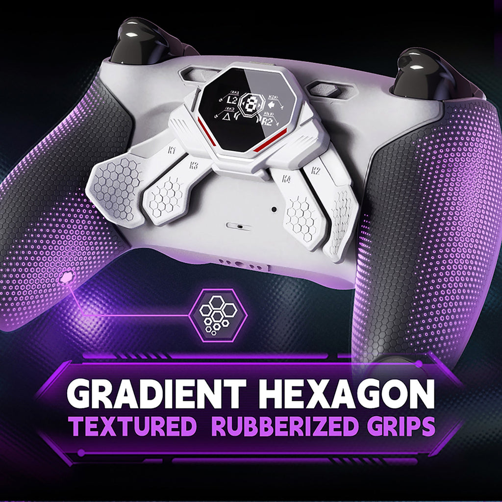 eXtremeRate SPARK Back Paddles Kit with OLED Display & Clicky Trigger Stops & Ergonomic Grips for PS5 Controller BDM-010/020 - Rubberized White & Black eXtremeRate